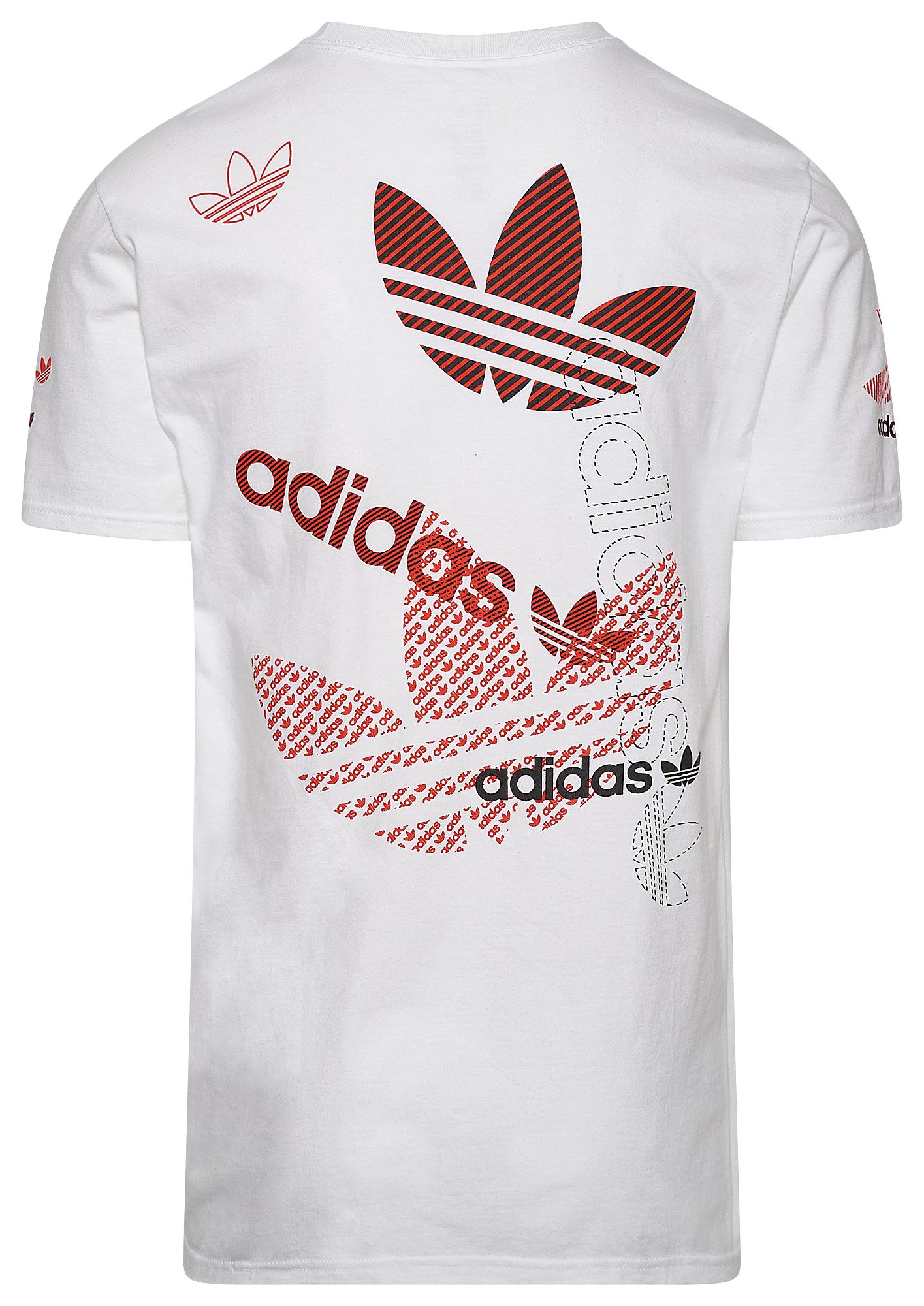 white adidas t shirt with red logo