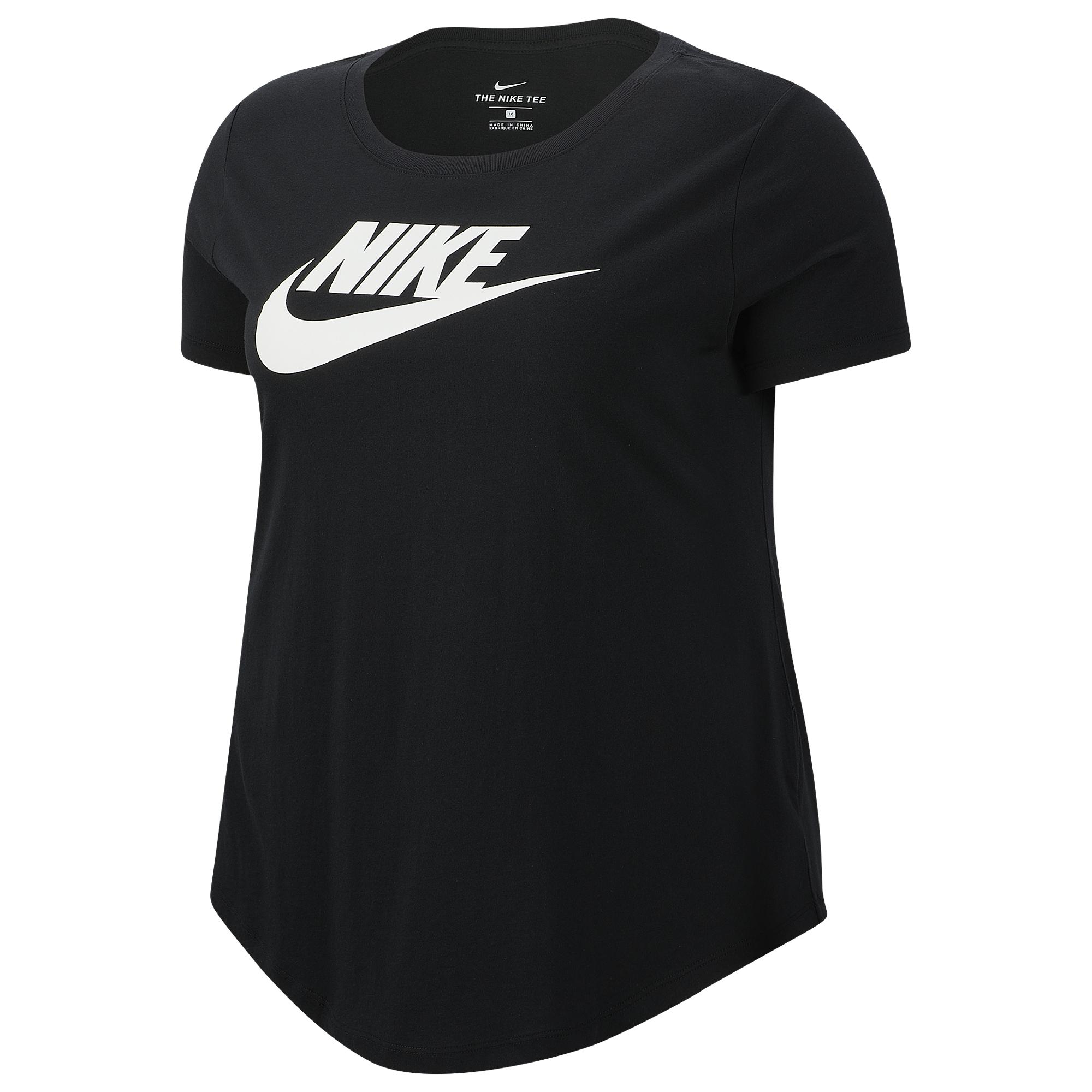 Nike Cotton Plus Size Essential Futura T-shirt in Black/White (Black ...