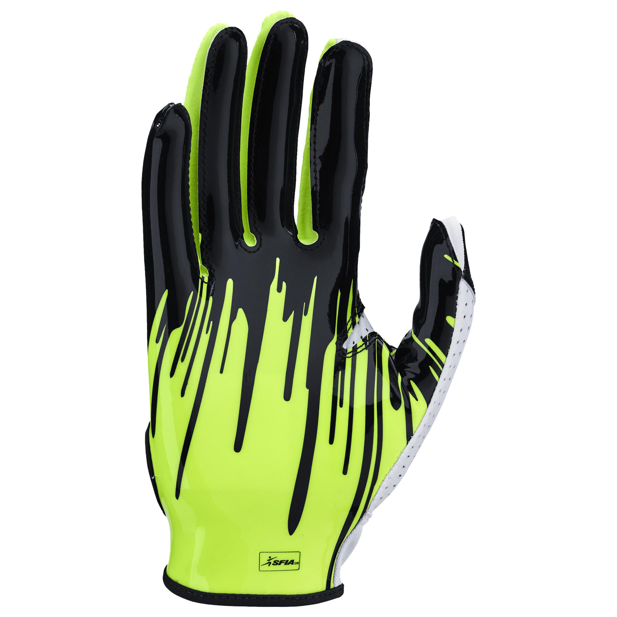 green and black football gloves