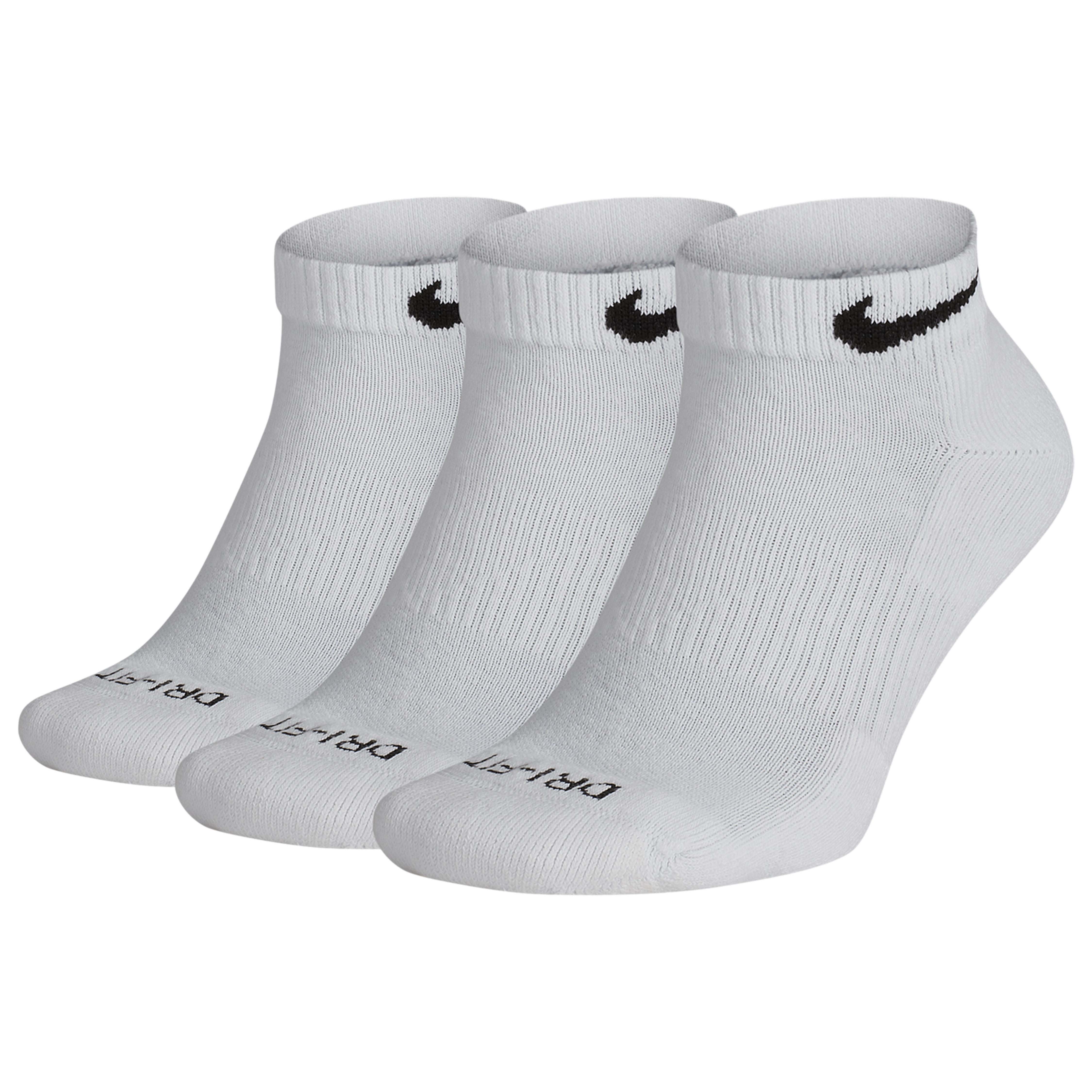 Nike Cotton 3 Pack Dri-fit Plus Low Cut Socks in White/Black (White ...