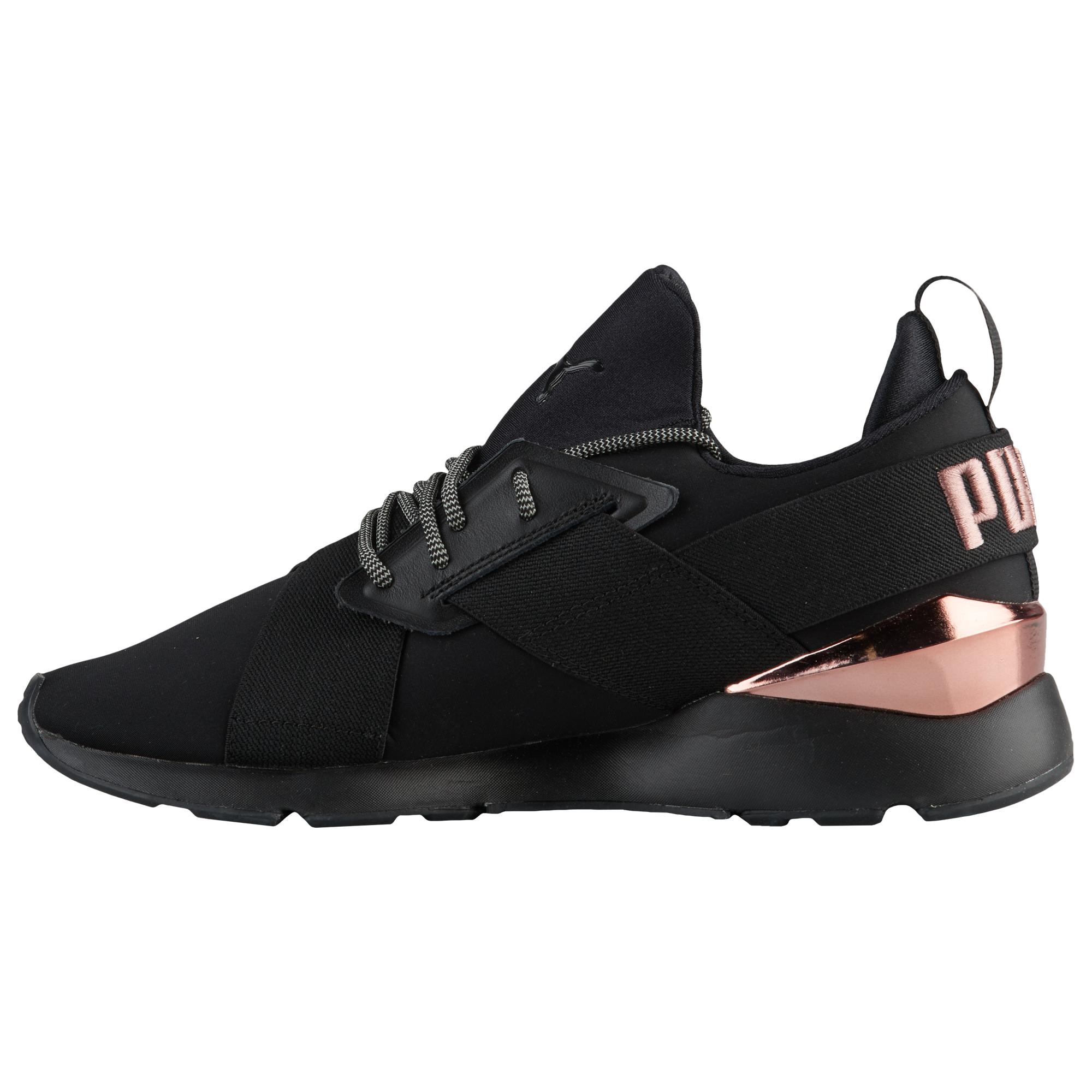 PUMA Rubber Muse Metal Running Shoes in Black/Rose Gold (Black) - Lyst
