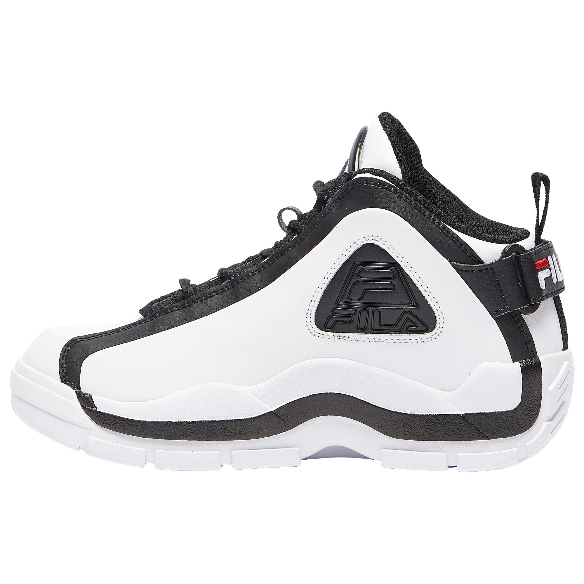 Fila Leather Grant Hill 2 Mid Basketball Shoes in White/Black Red