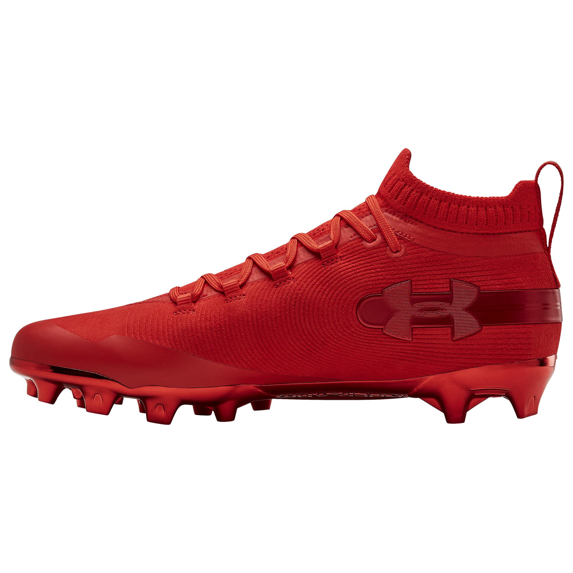 All Red Under Armour Spotlight Cleats 