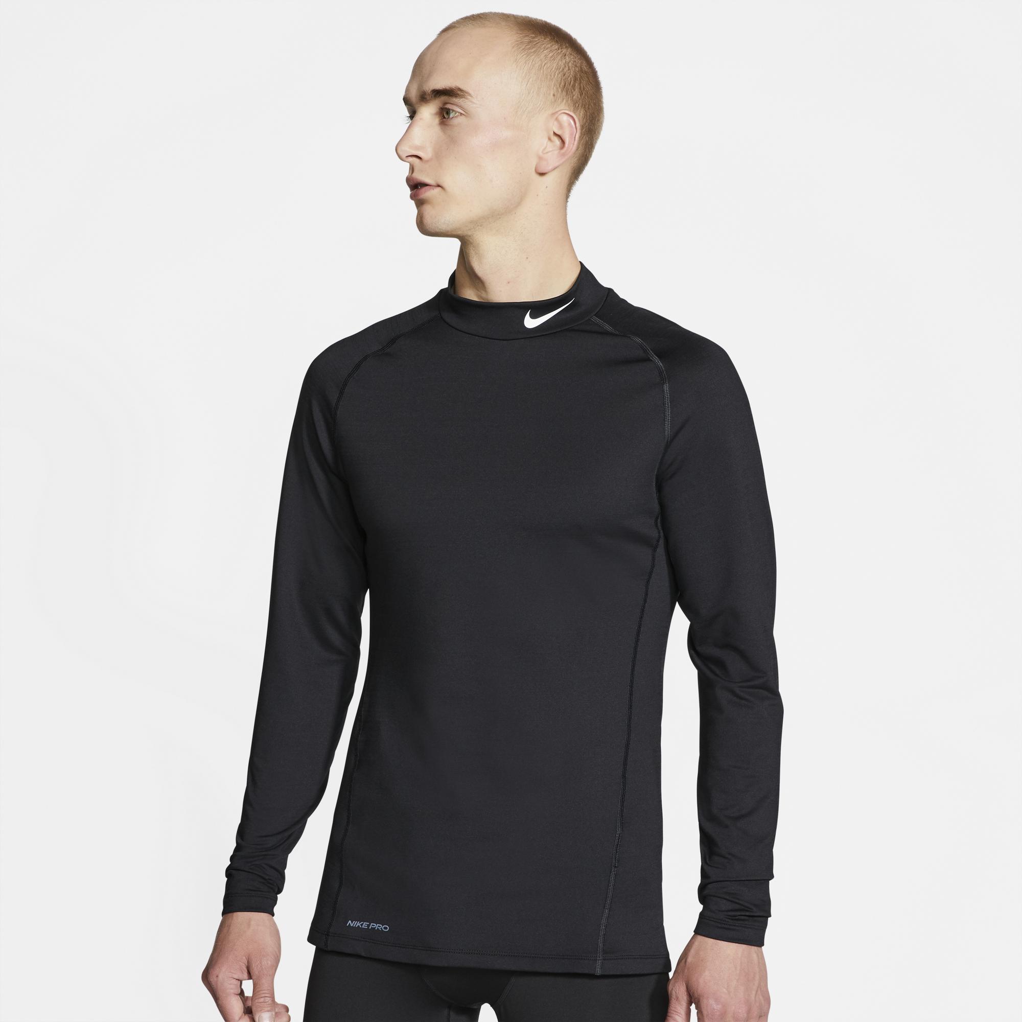 Nike Synthetic Pro Warm Compression Long Sleeve Mock in Black/White ...