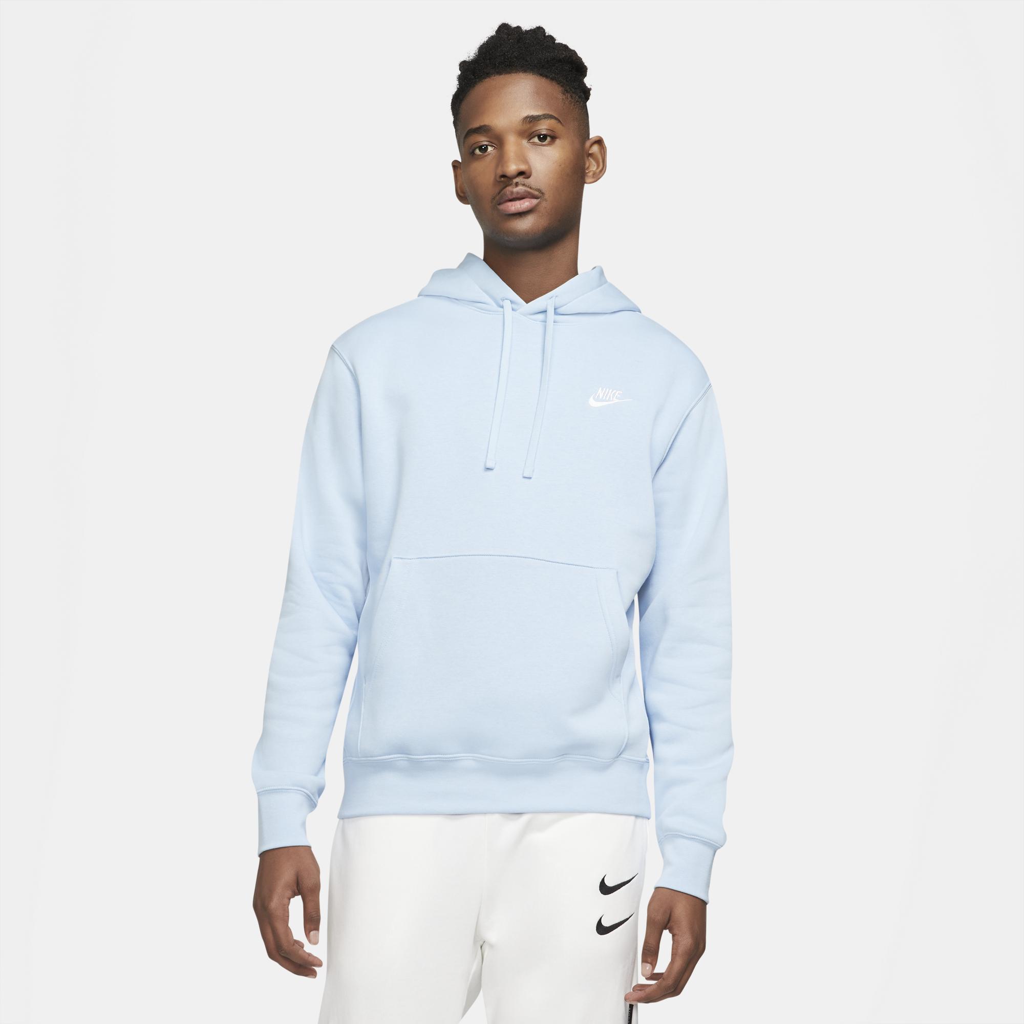 nike club fleece hoodie grey