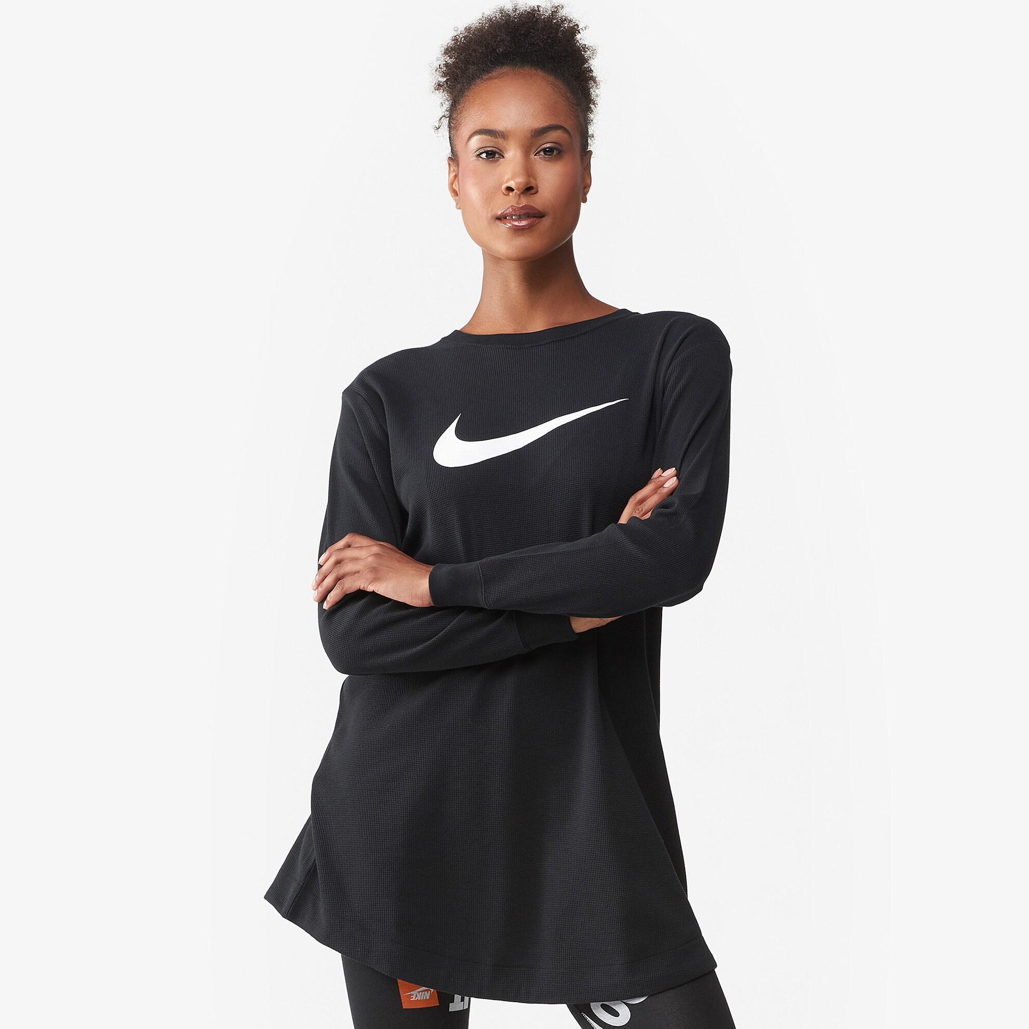 nike black ribbed bodycon mini swoosh dress