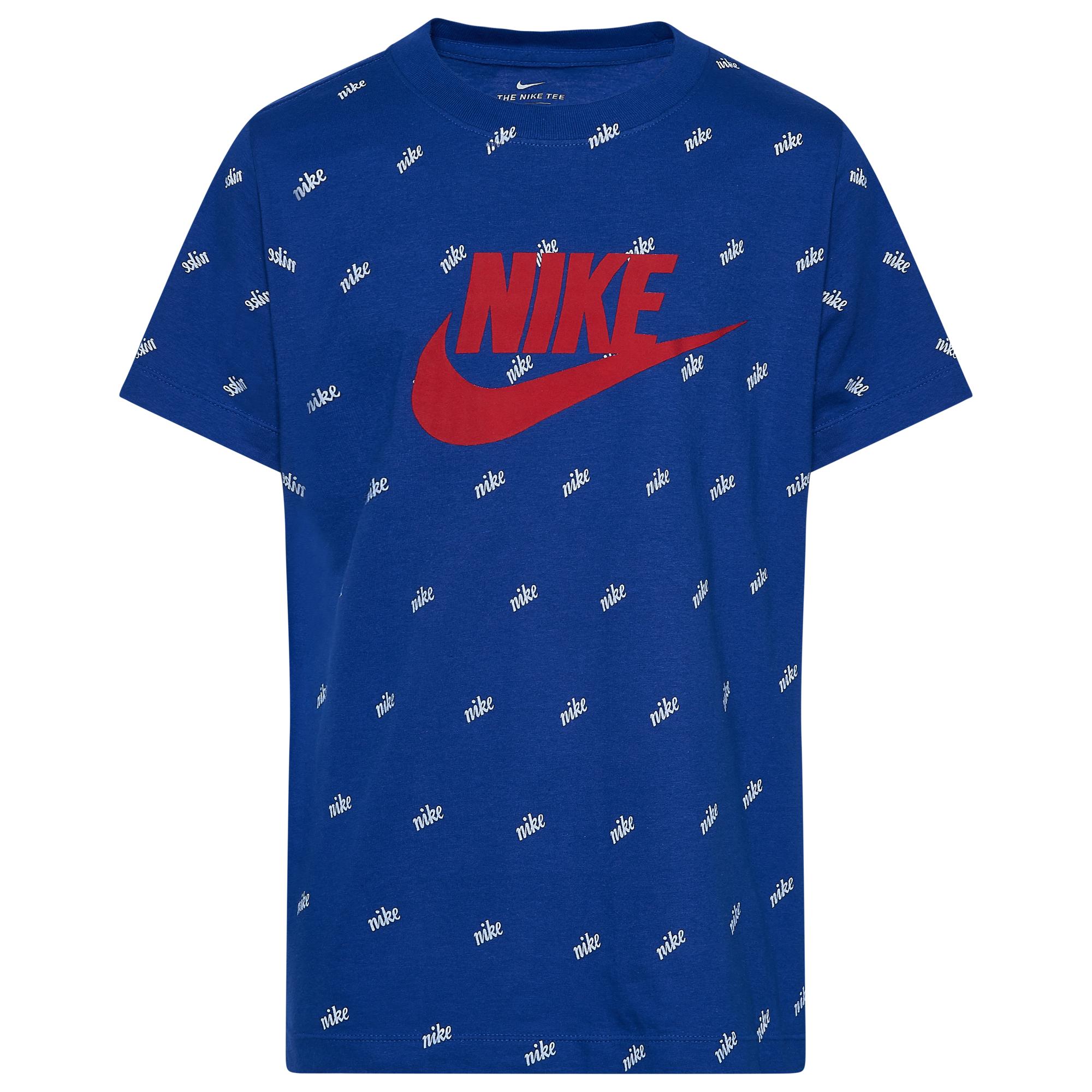 red blue nike shirt