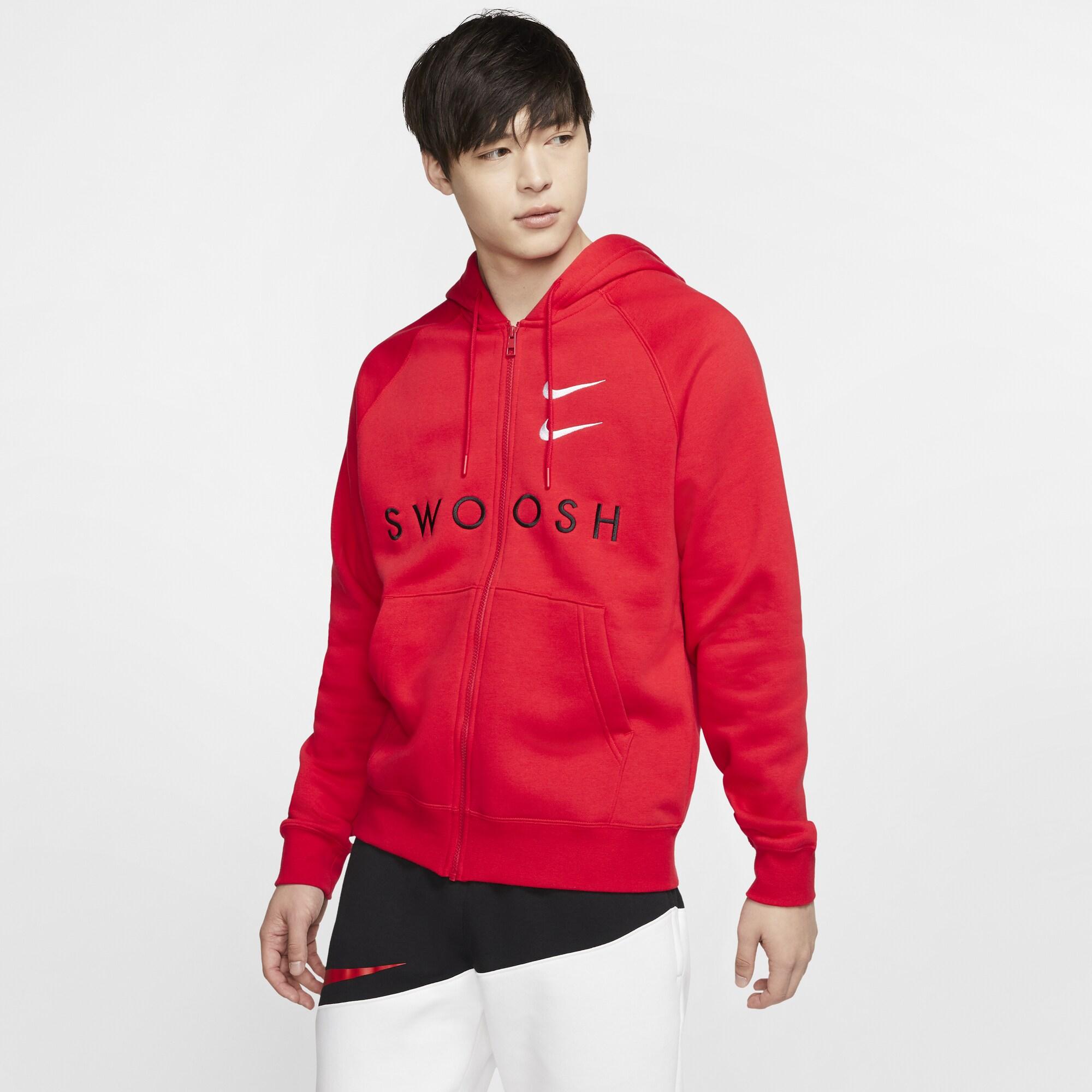 Nike Cotton Double Swoosh F/z Hoodie in University Red/White (Red) for Men  - Lyst
