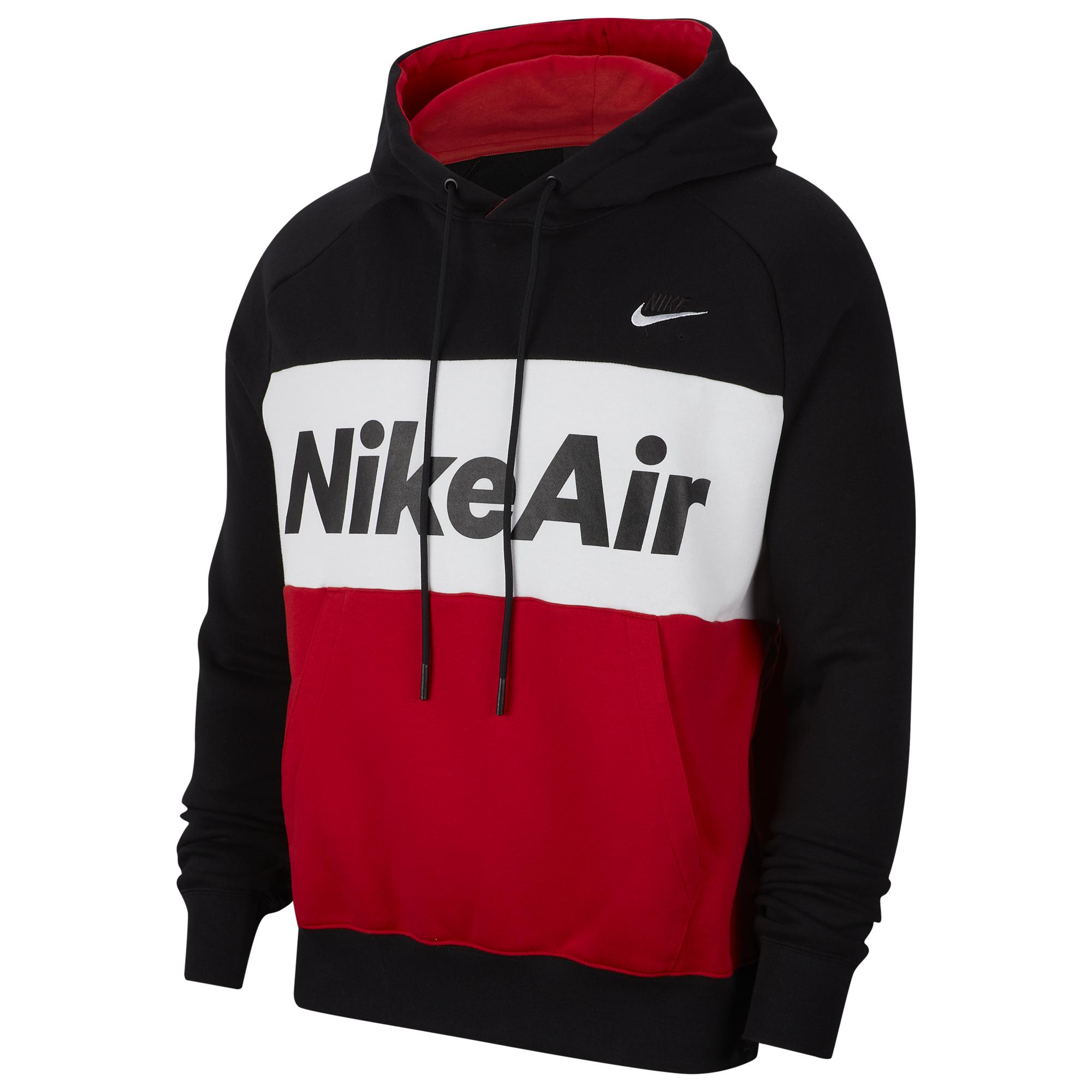  Nike Air Fleece Hoodie  in Black White University Red Red 