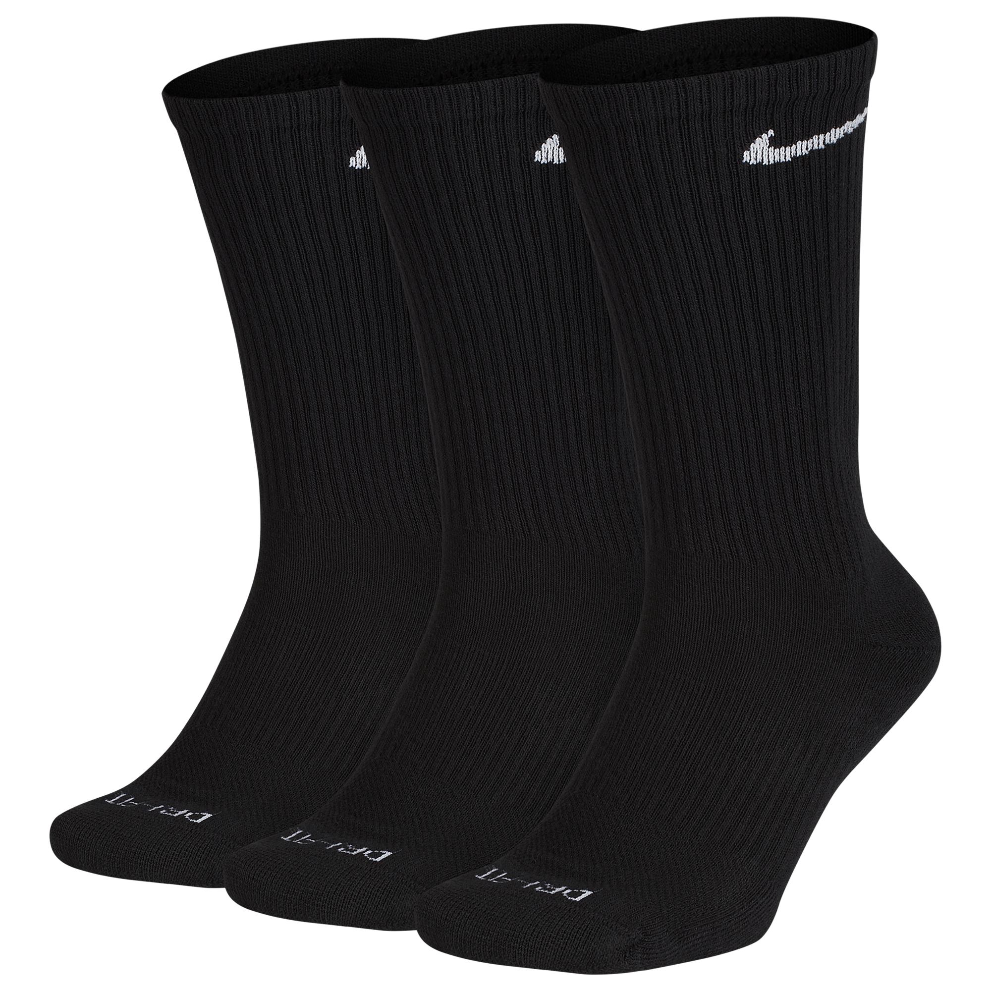 Nike Cotton 3 Pack Drifit Plus Crew Socks in Black/White (Black) for
