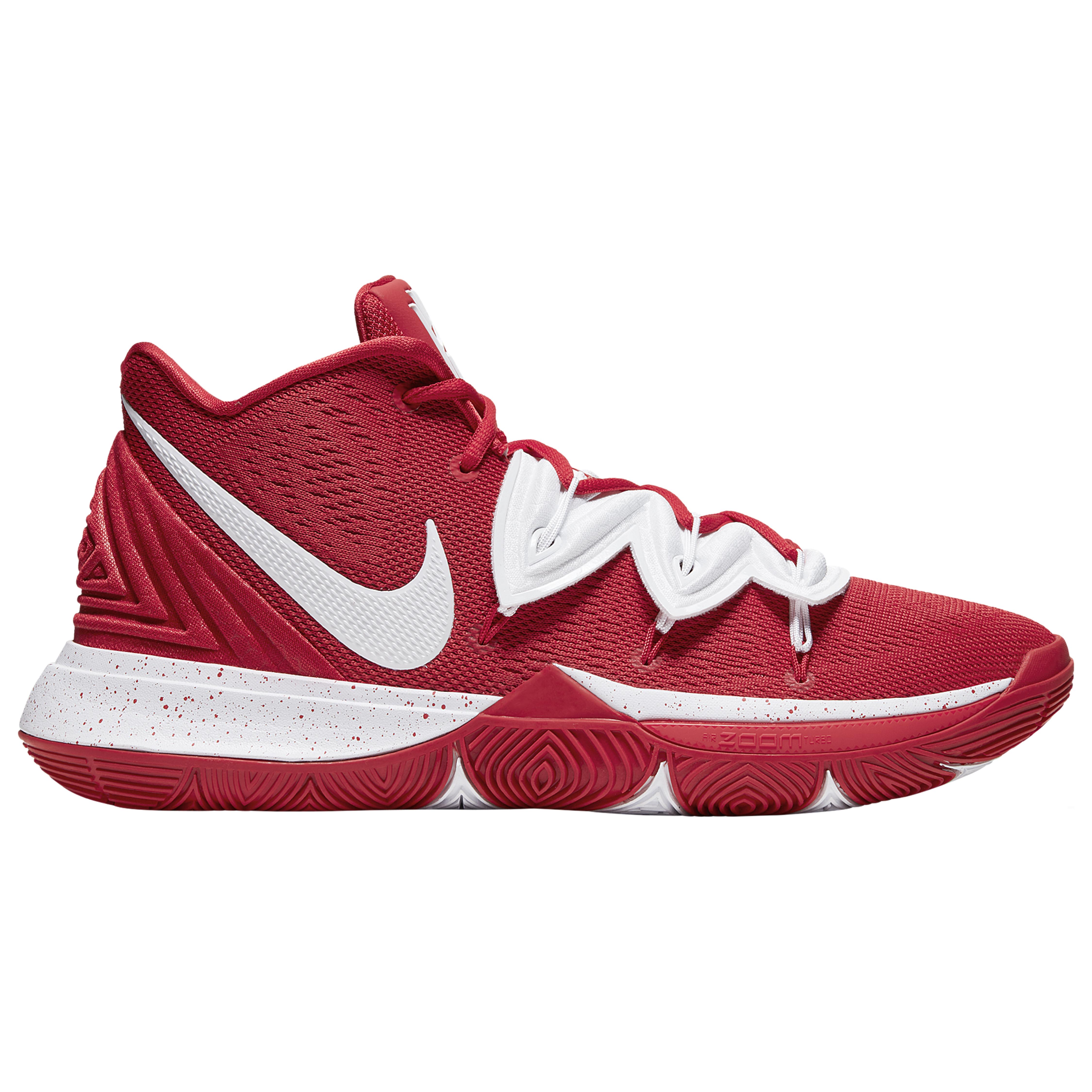 white and red kyrie shoes