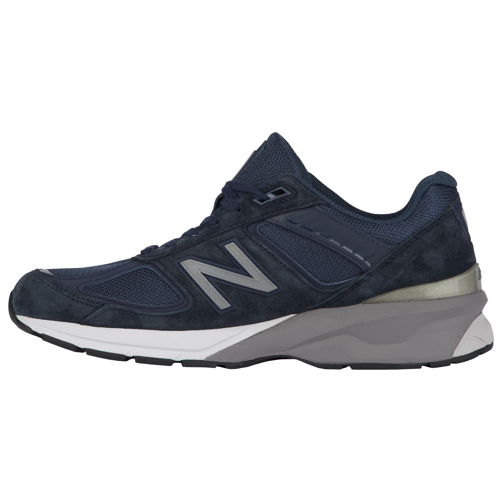 New Balance Leather 990v5 Running Shoes in Navy/Silver (Blue) for Men ...