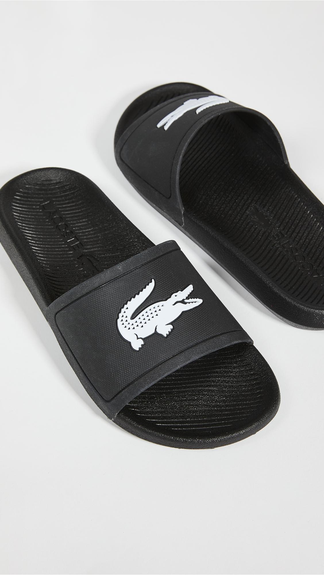 Lacoste Rubber Croco Slides in Black/White (Black) for Men - Lyst