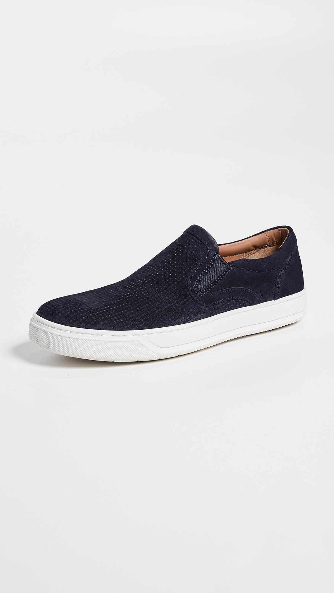 Vince Ace Perforated Suede Slip On Sneakers in Blue for Men - Lyst