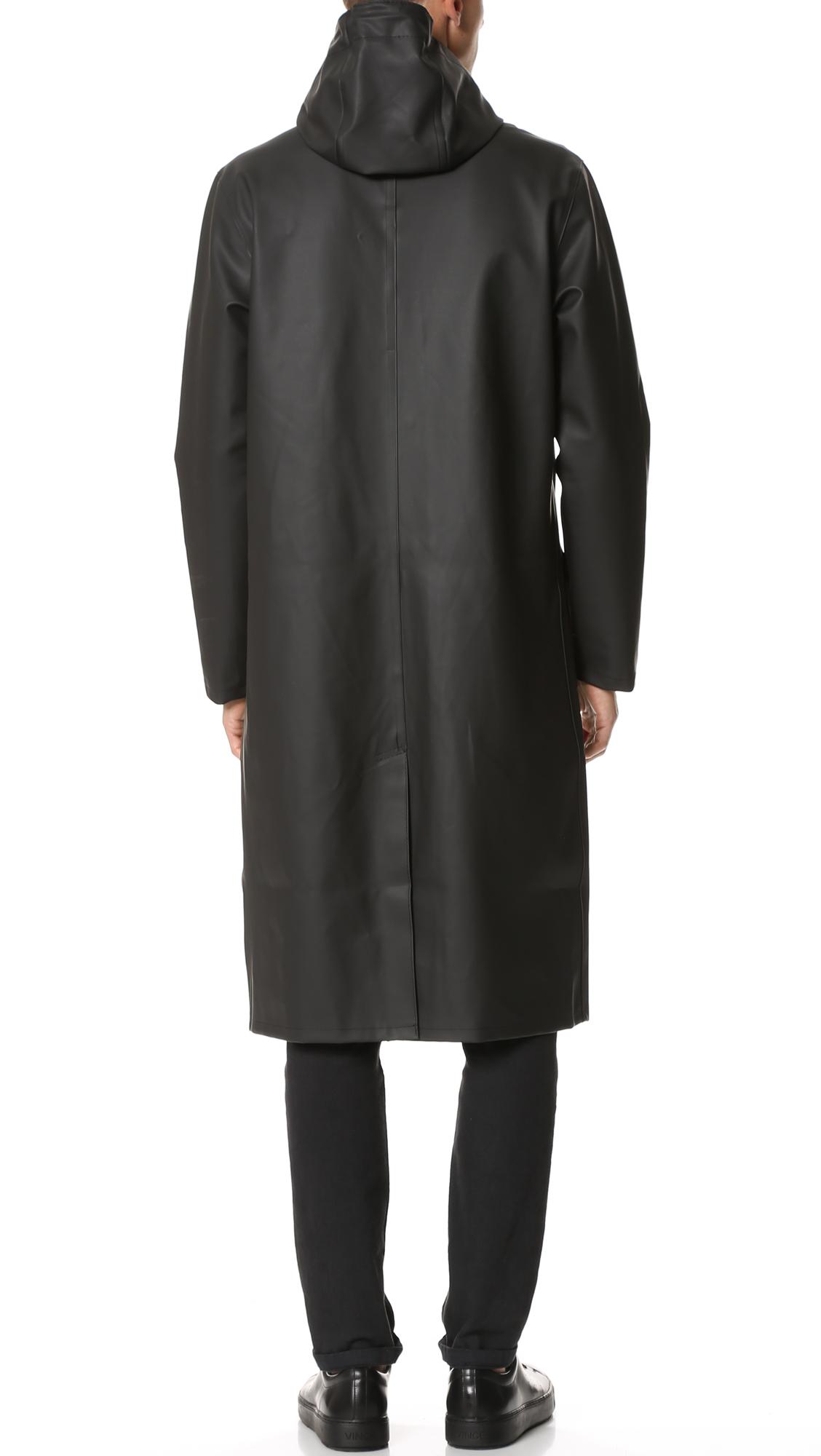 Stutterheim Rubber Stockholm Long Raincoat in Black for Men - Lyst