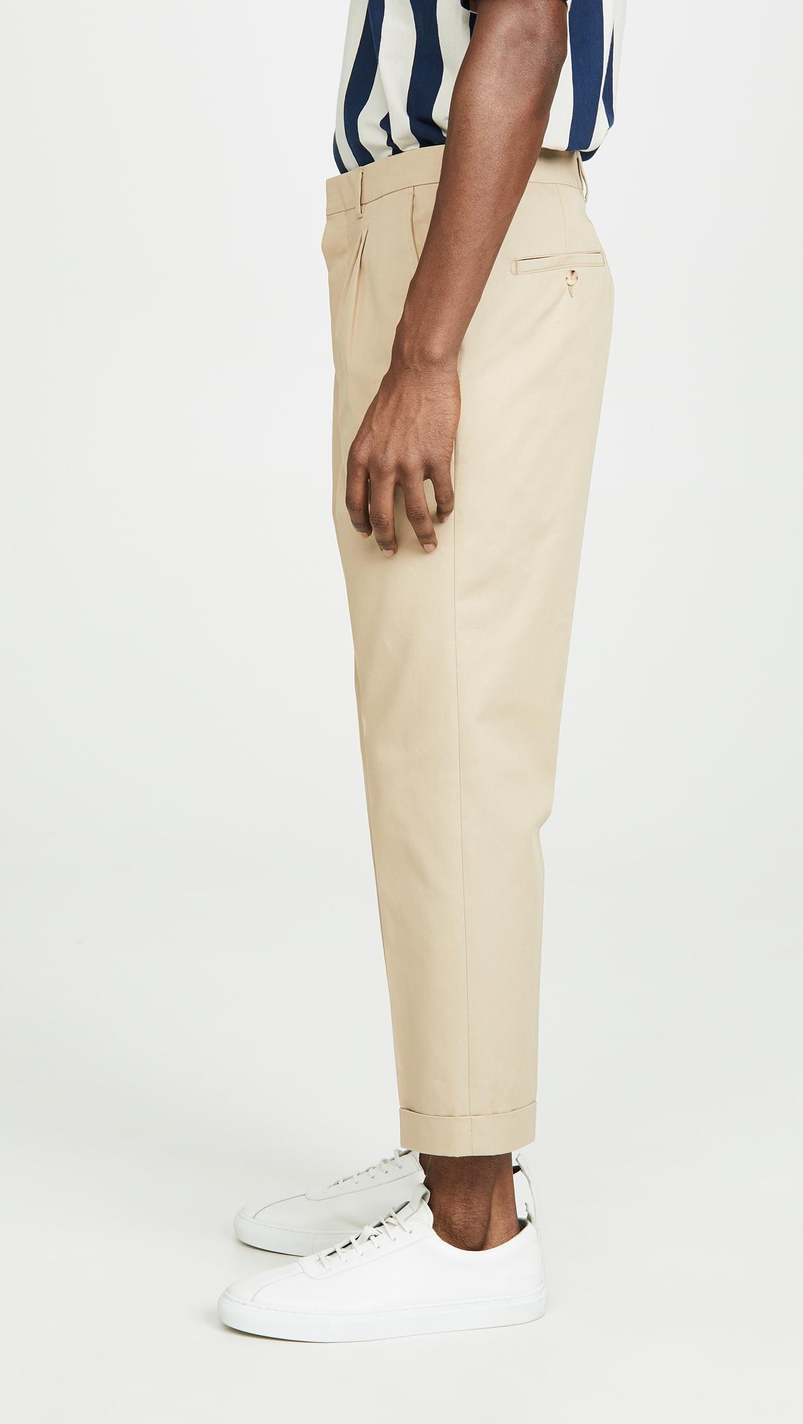 AMI Cotton Pantalon Carotte A Plis Pants in Beige (Natural) for Men - Lyst