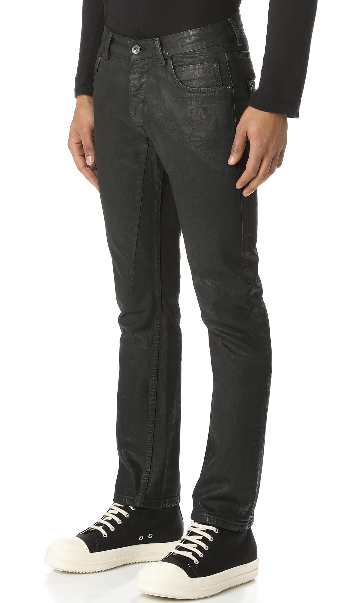 rick owens detroit cut waxed denim