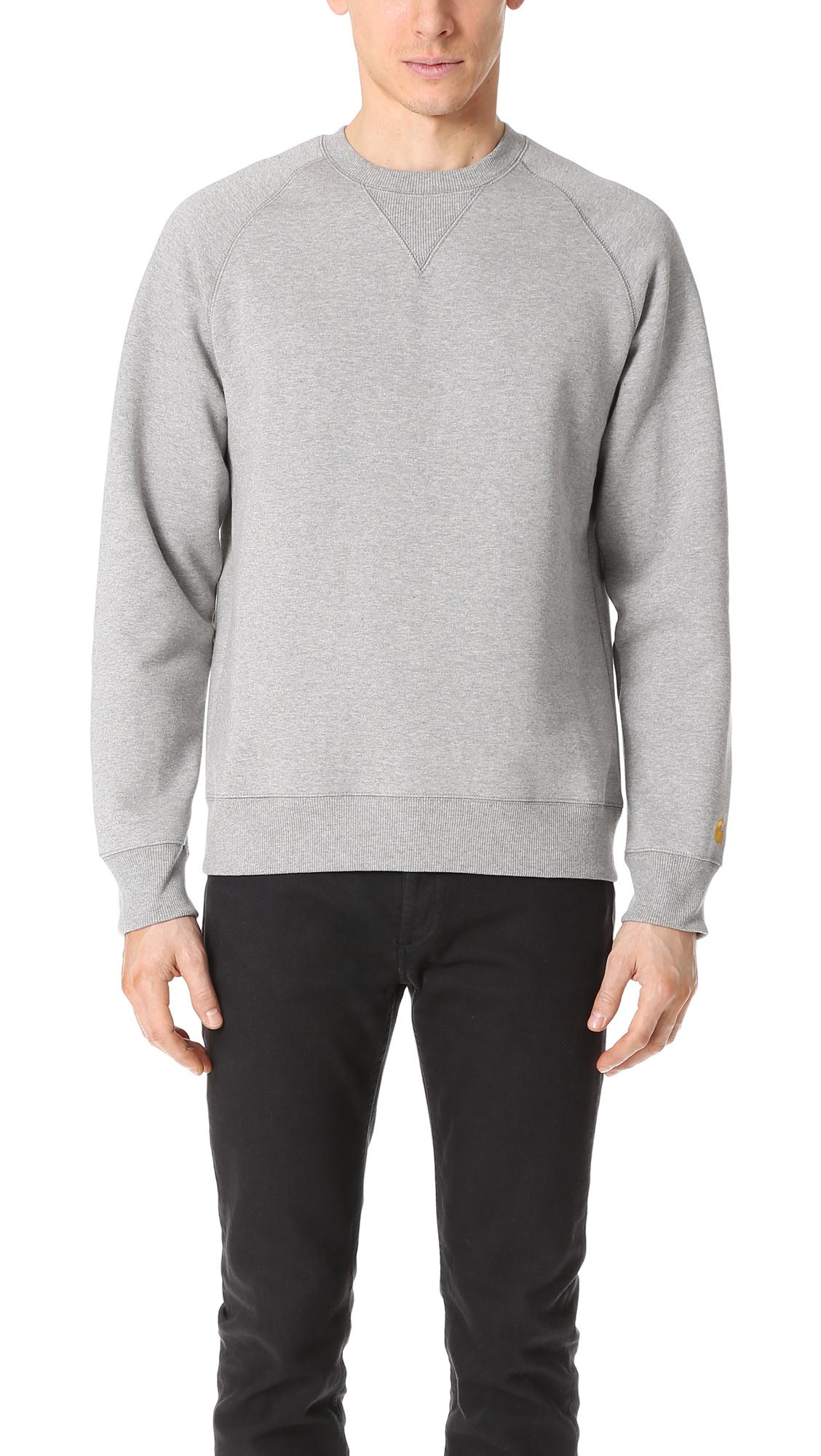 Carhartt wip Chase Crew Neck Sweatshirt in Gray for Men | Lyst