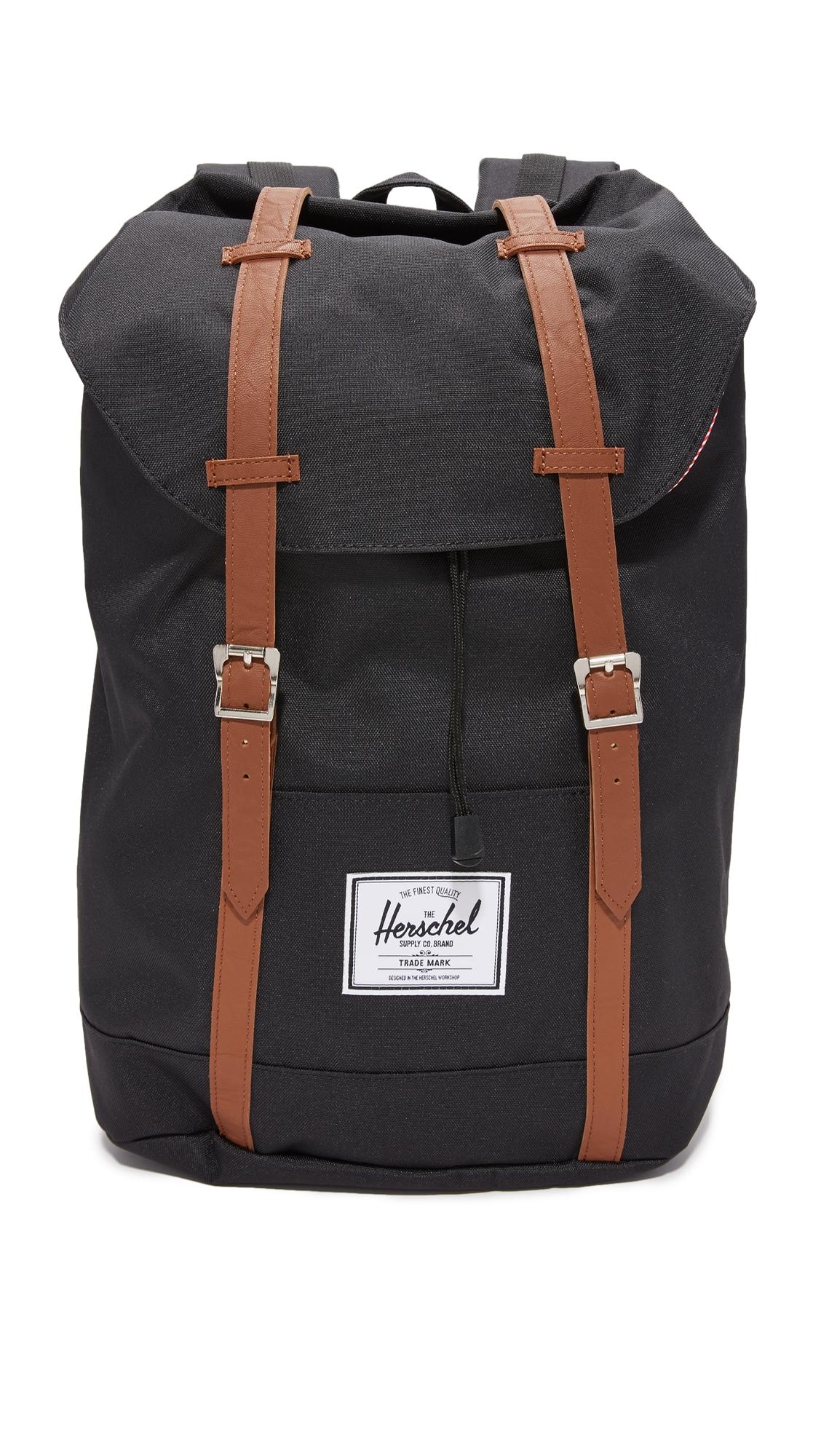 Herschel Supply Co. Fleece 'retreat' Backpack in Black/Tan pu (Black ...