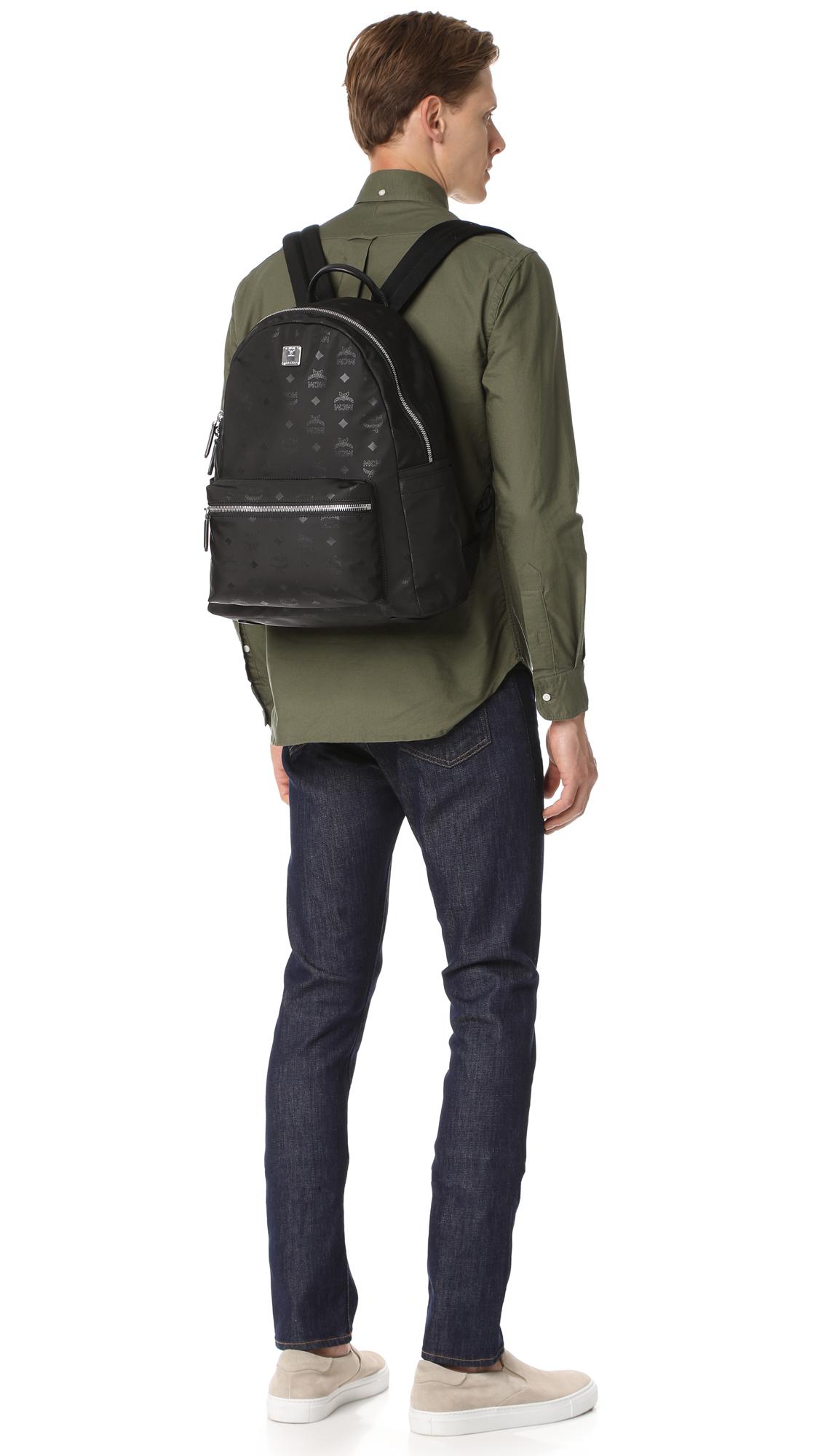 バッグ MCM Dietrich Laurel backpack in visetos MCM Studded Visetos Backpack - Brown Backpacks, Handbags