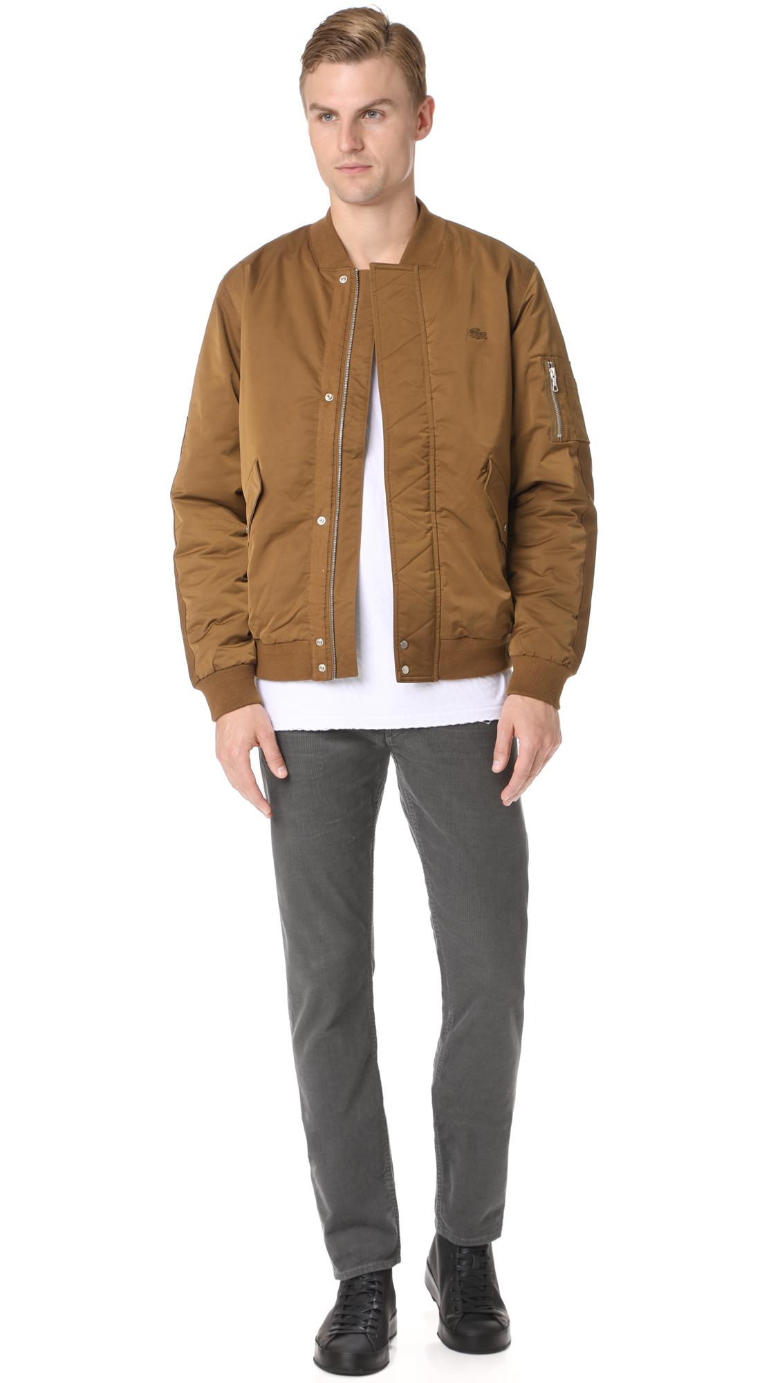 Lacoste Synthetic Padded Bomber Jacket in Brown for Men - Lyst
