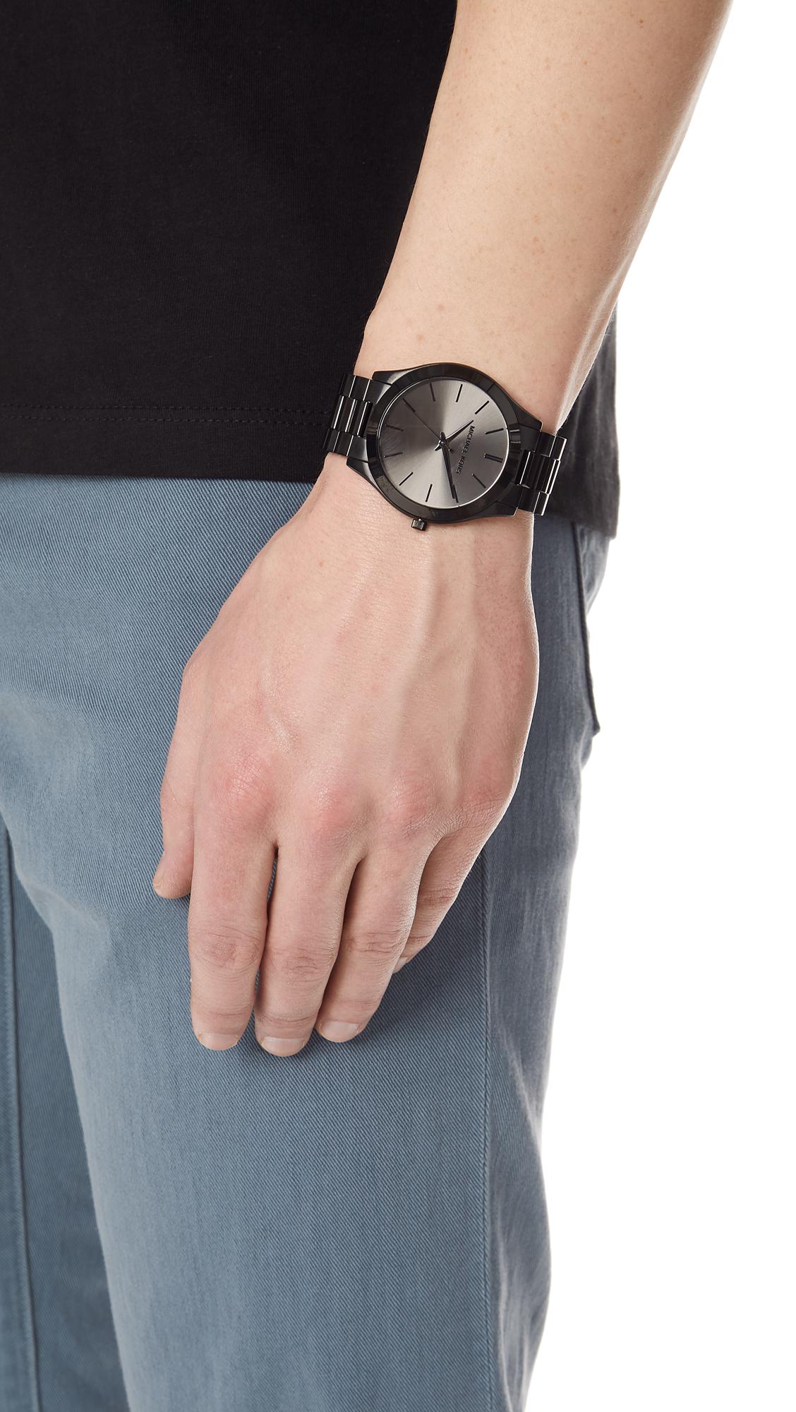 michael kors men's slim runway quartz watch with stainless steel strap