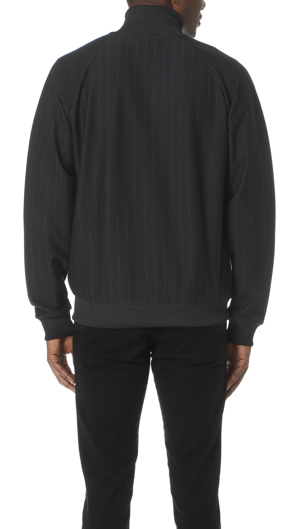 Fred Perry Synthetic Pinstripe Track Jacket in Black for Men - Lyst