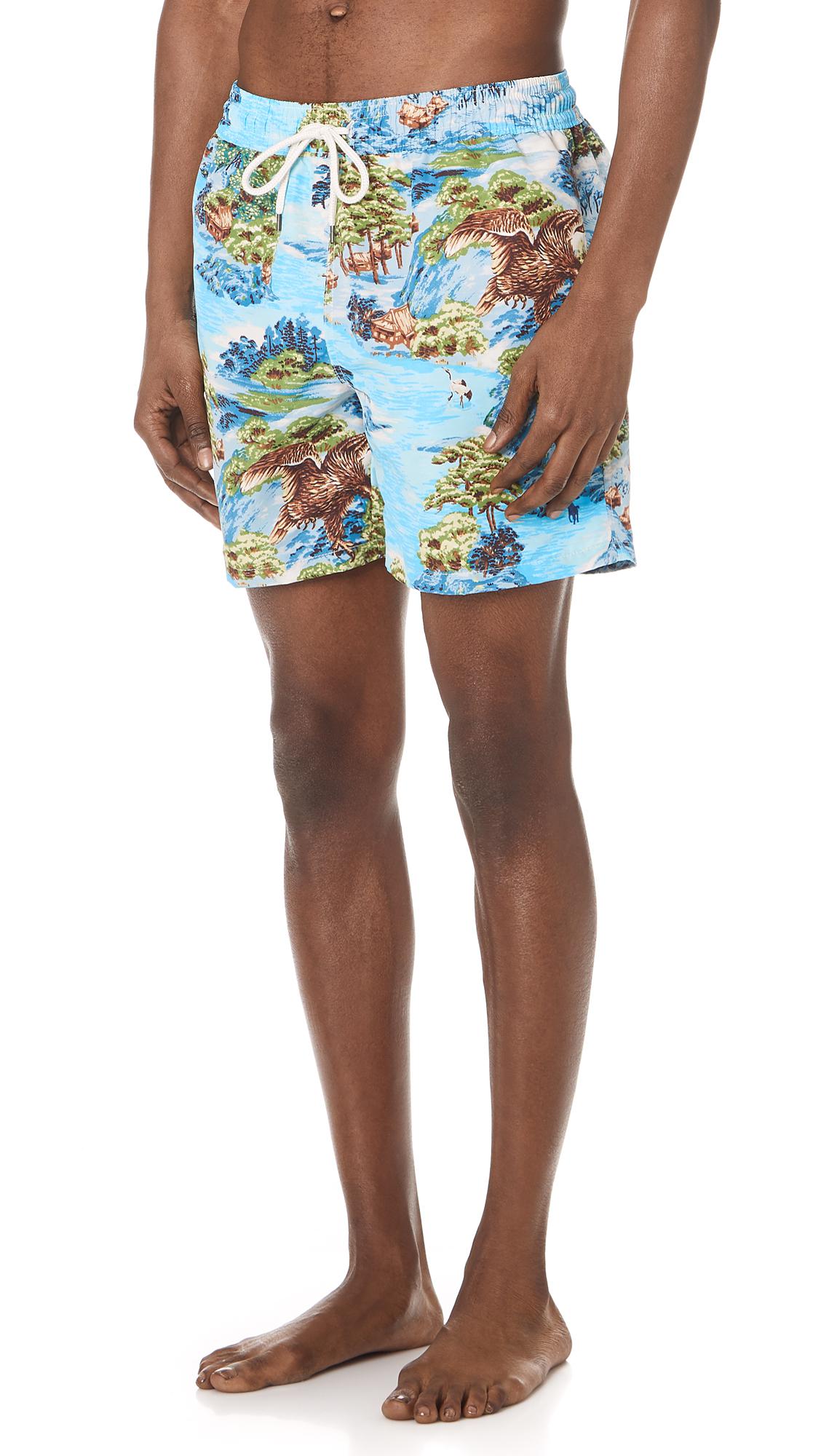 Polo Ralph Lauren Hawaiian Landscape Traveler Swim Trunks in Blue for ...