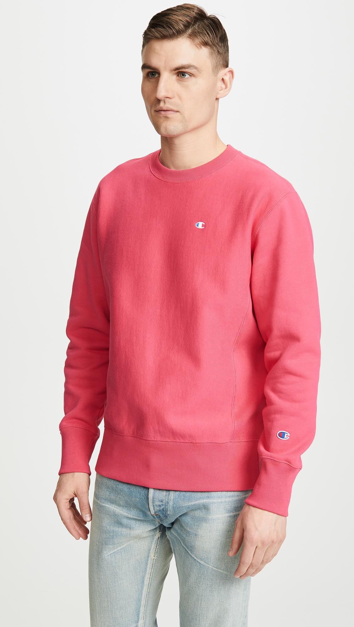 Champion Fleece Crew Neck Sweatshirt in Pink for Men - Lyst