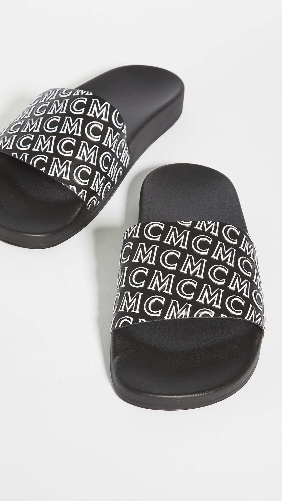 MCM Rubber Logo Group M. Slides in Black for Men - Lyst