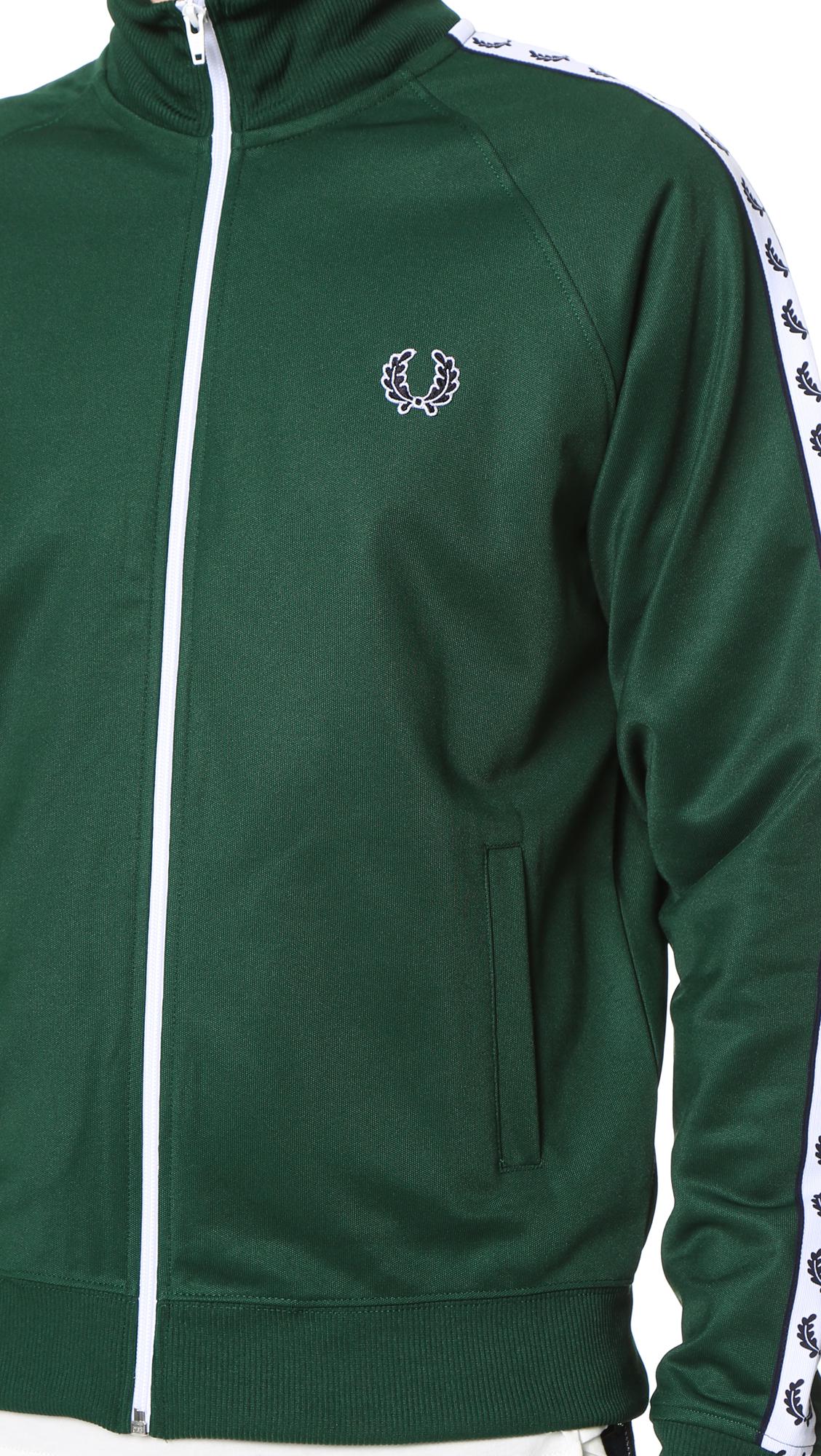 fred perry taped track jacket green