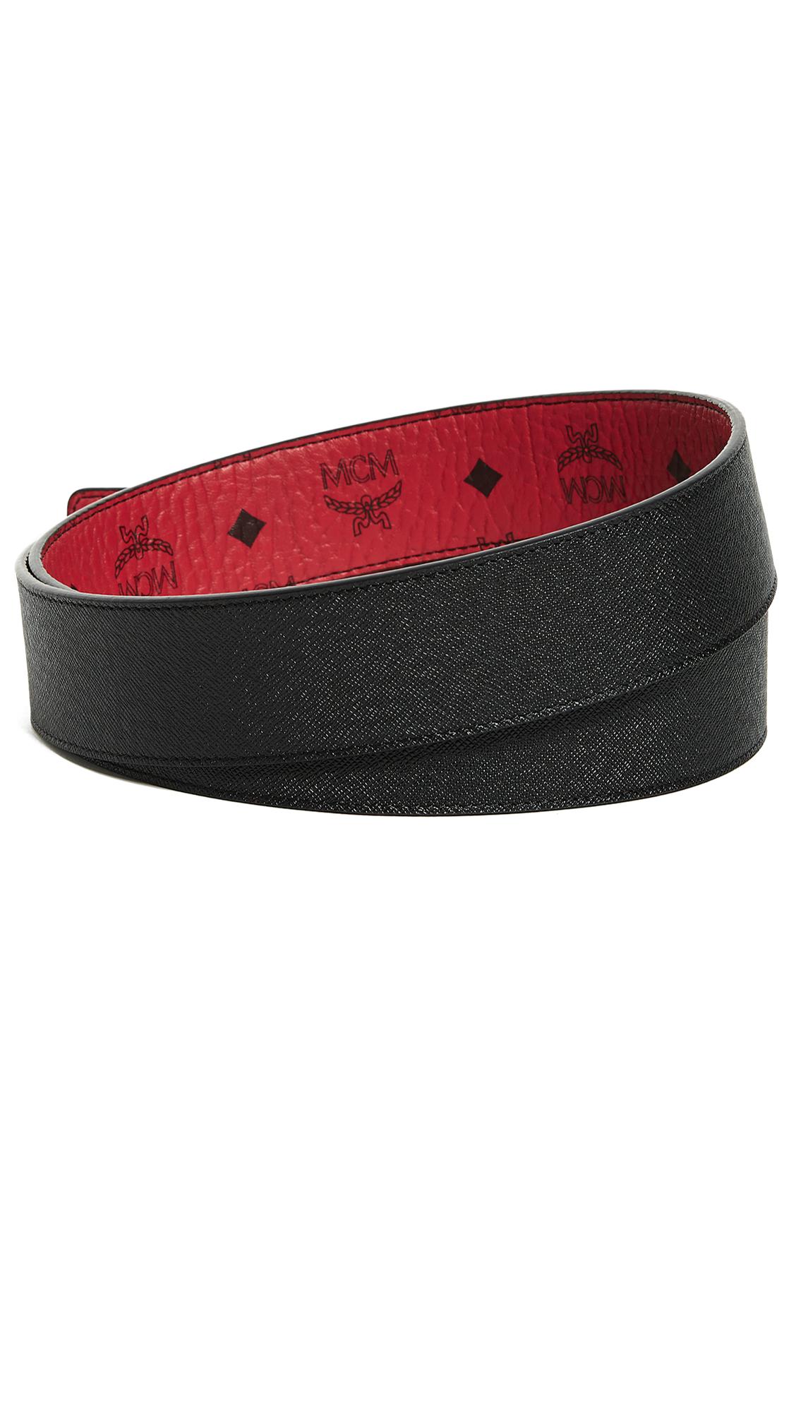 MCM Leather Gold M Buckle Reversible Belt in Red & Gold (Red) for Men - Lyst