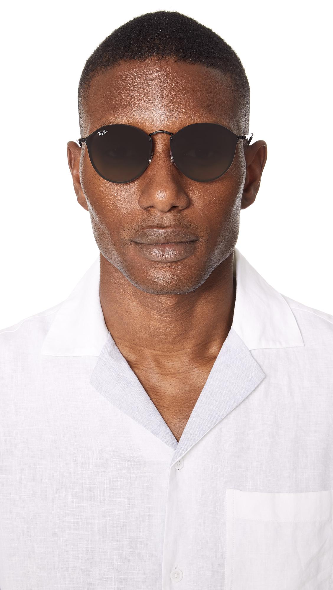 Ray Ban Blaze Round Sunglasses In Black Grey Gray For Men Lyst