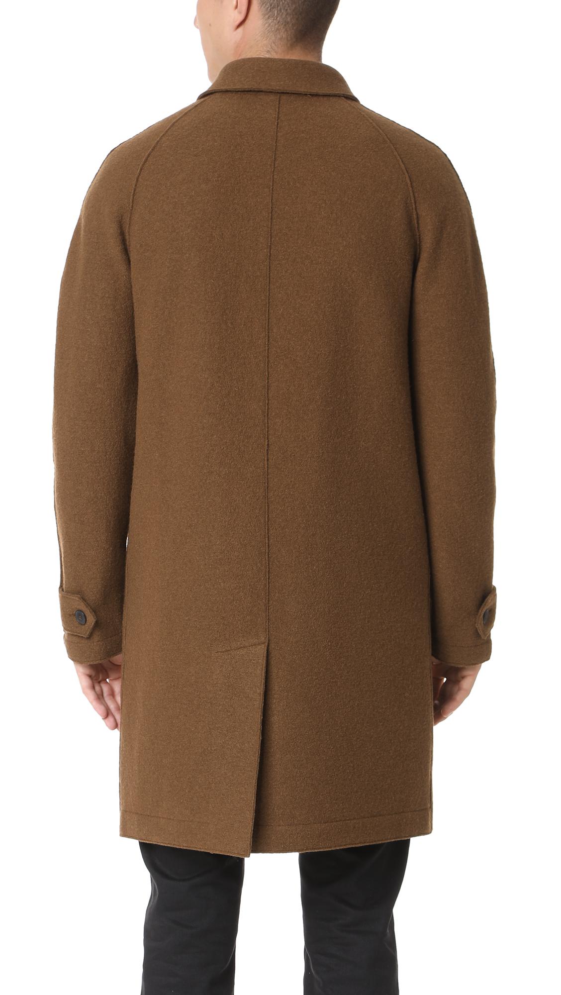Harris Wharf London Boiled Wool Raglan Coat in Brown for Men Lyst