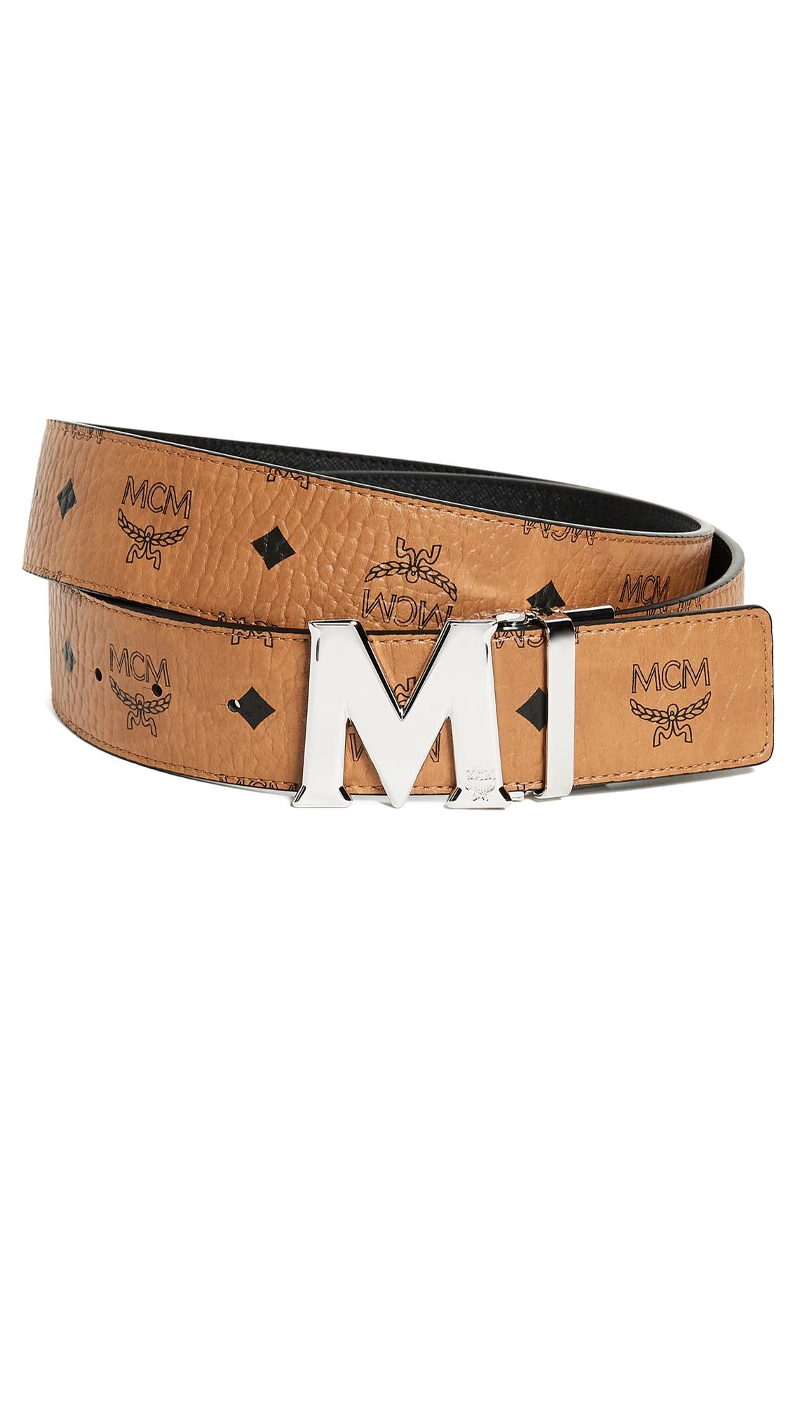 MCM Leather Silver M Buckle Reversible Belt for Men Lyst