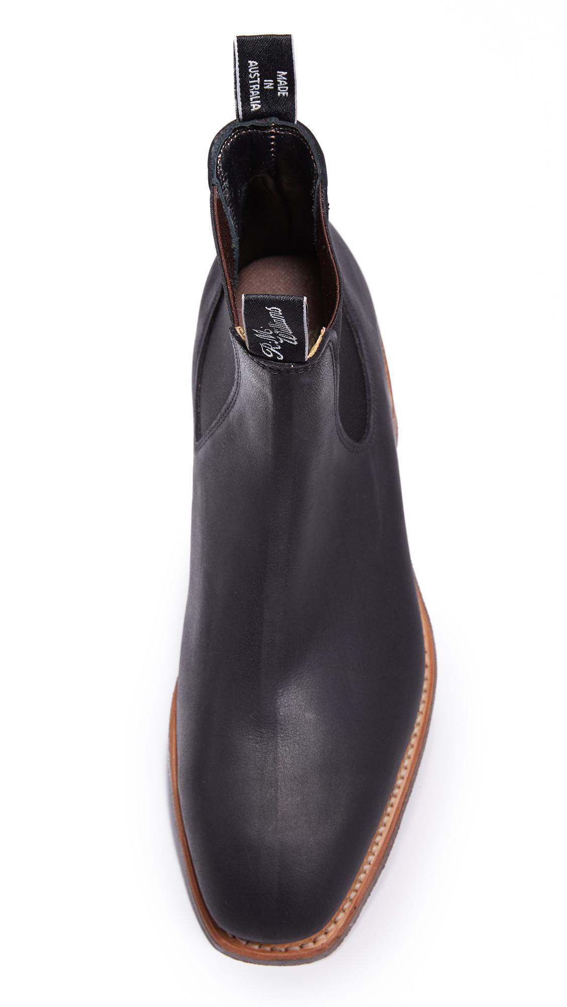 R.M. Williams Comfort Rm Distressed Leather Chelsea Boots in Black for