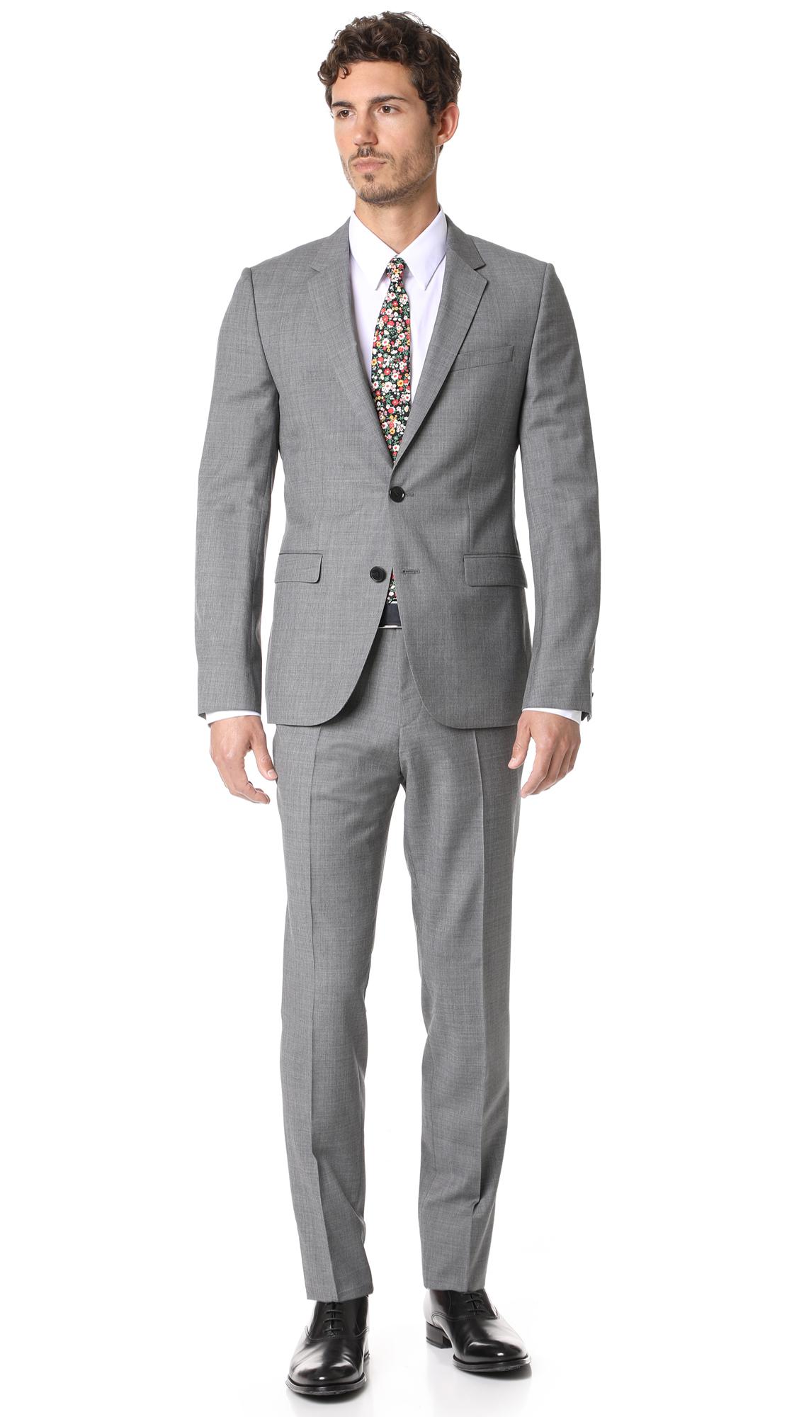HUGO Wool Astian Hets Suit in Gray for 