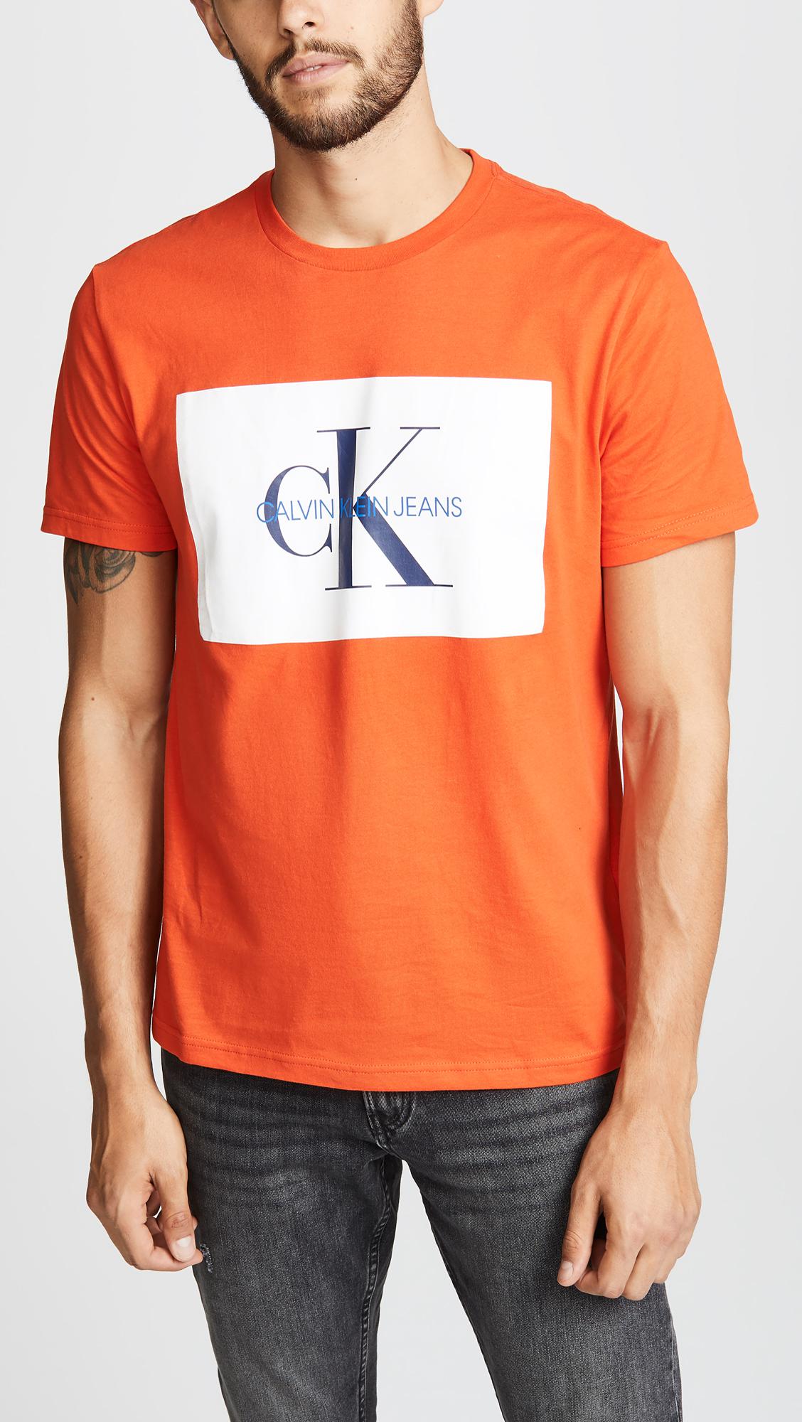 Calvin Klein T Shirt Orange Top Sellers, 42% OFF | www.digitaldev.com.br
