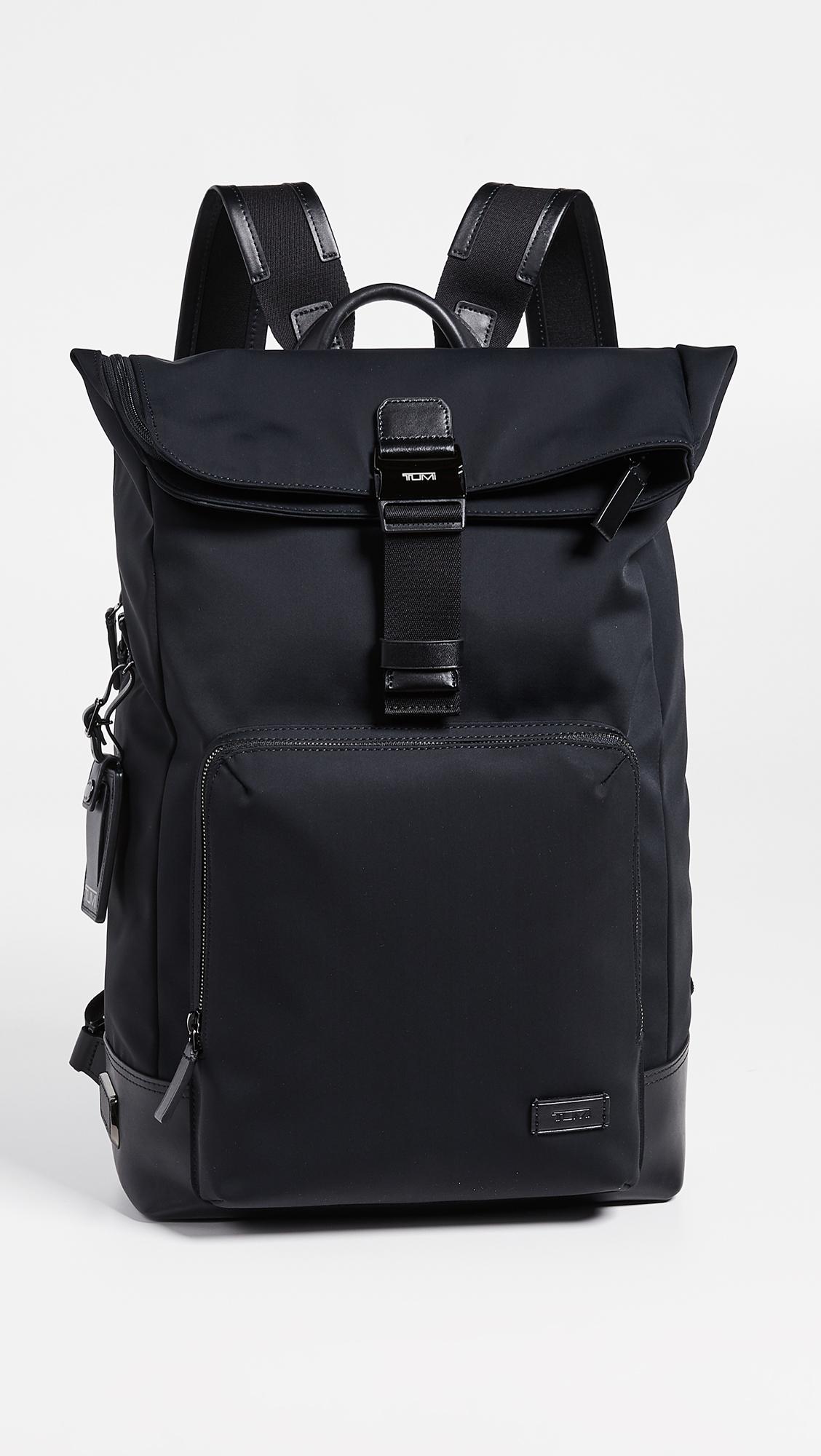 Tumi Leather Harrison Oak Roll Top Backpack in Black for Men - Lyst