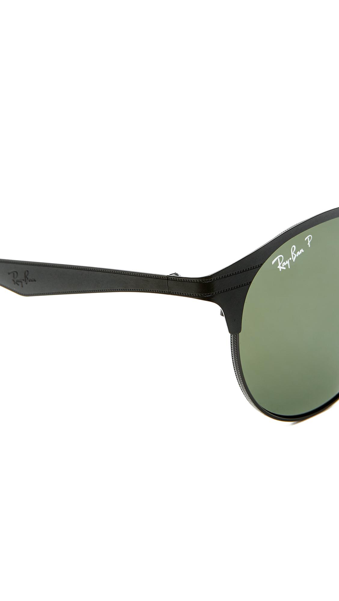 Ray Ban Double Bridge Round Polarized Sunglasses In Green For Men Lyst