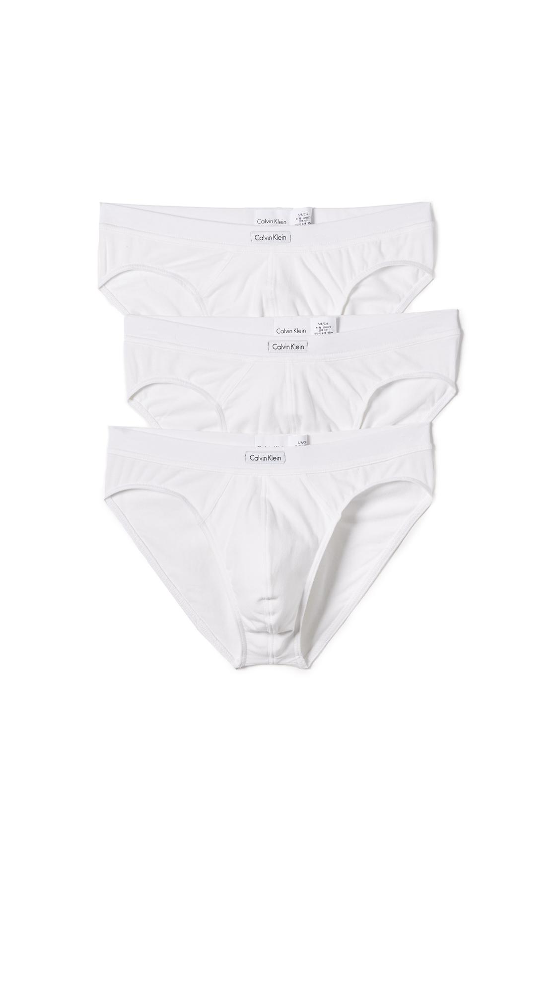 Calvin Klein 3 Pack Cotton Stretch Bikini Briefs in White for Men Lyst