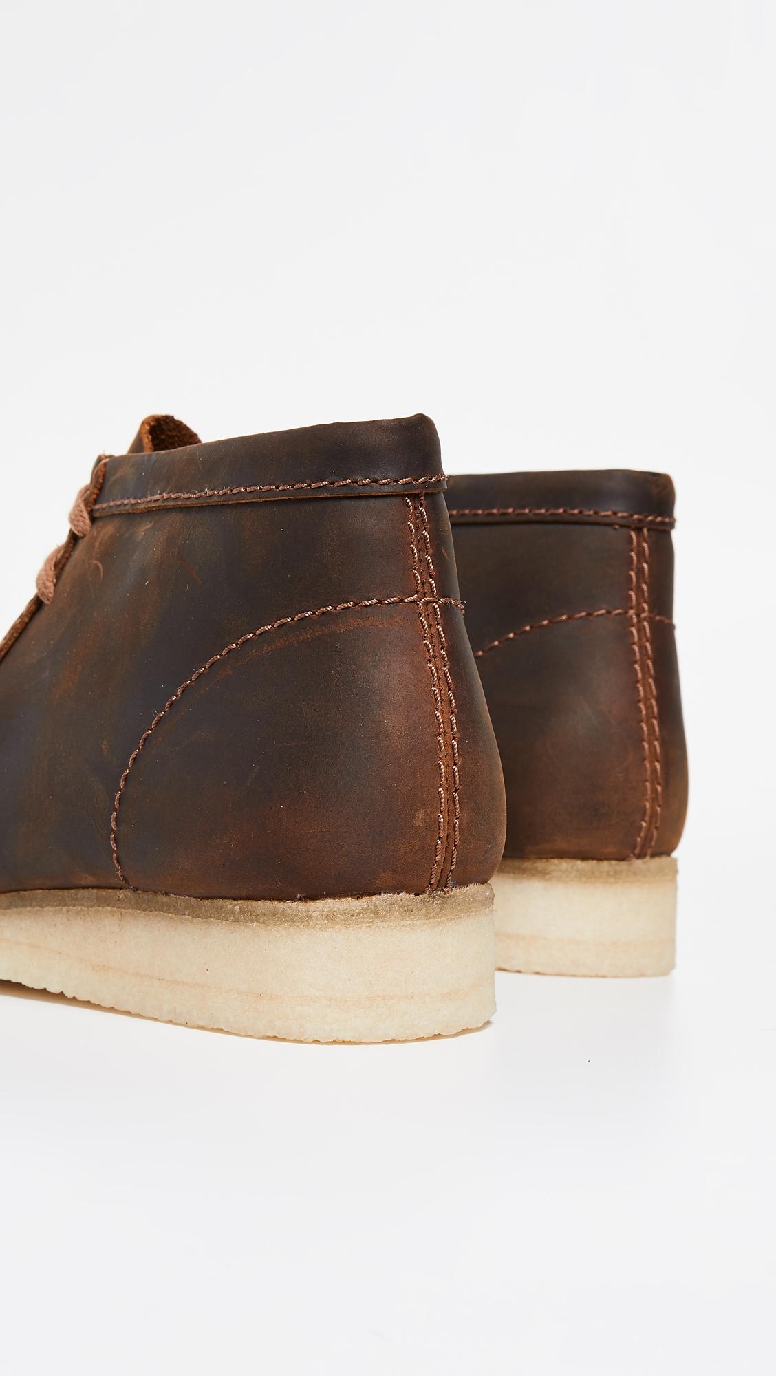 brown leather wallabee clarks