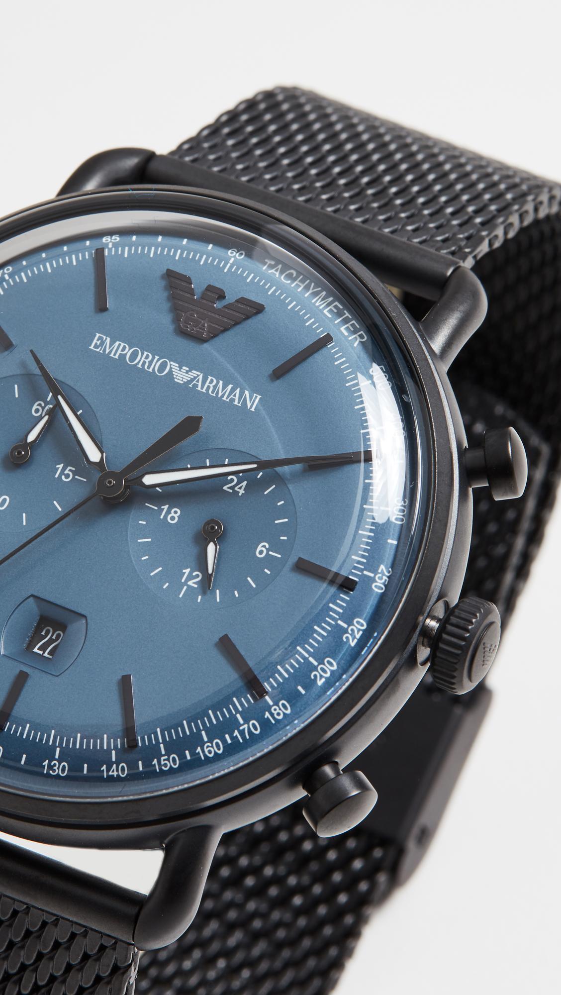 black and blue armani watch