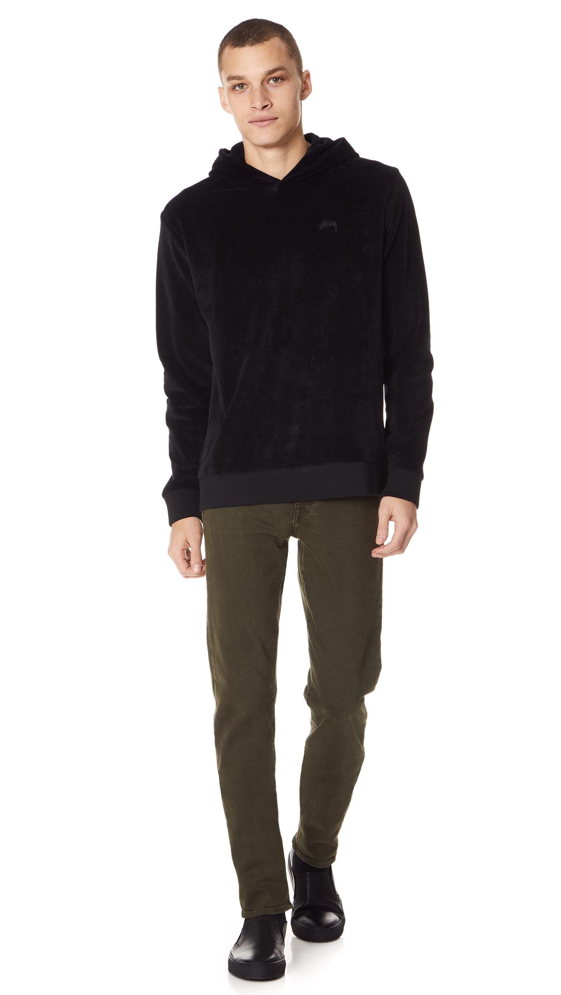 stussy velour hoodie