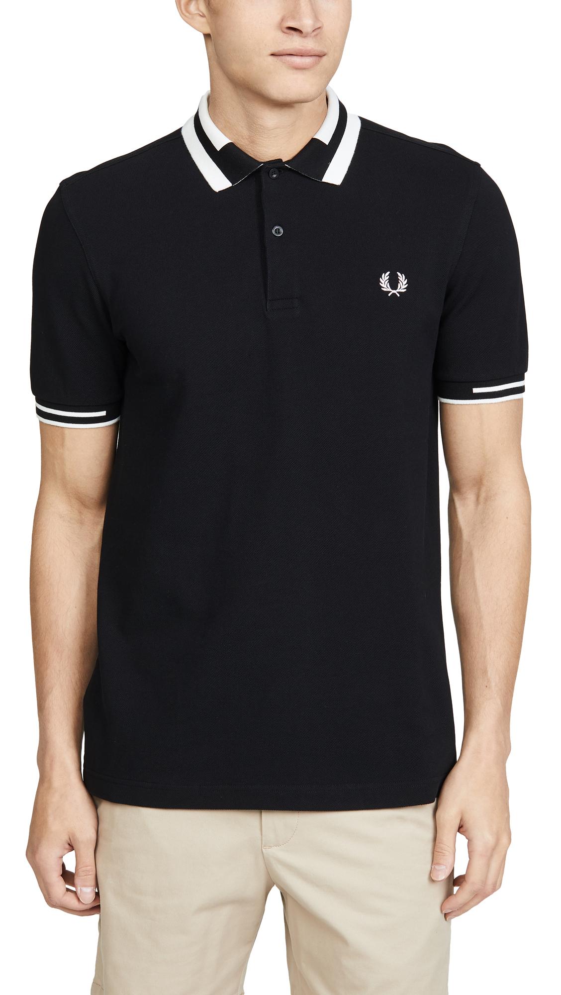 Fred Perry Cotton Block Tipped Polo Shirt  in Black for Men 