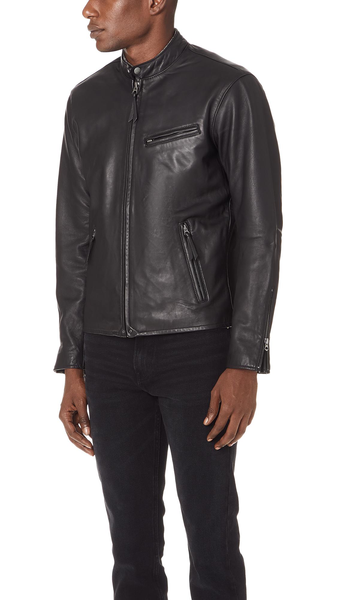 Polo Ralph Lauren Leather Cafe Racer Jacket in Black for ...