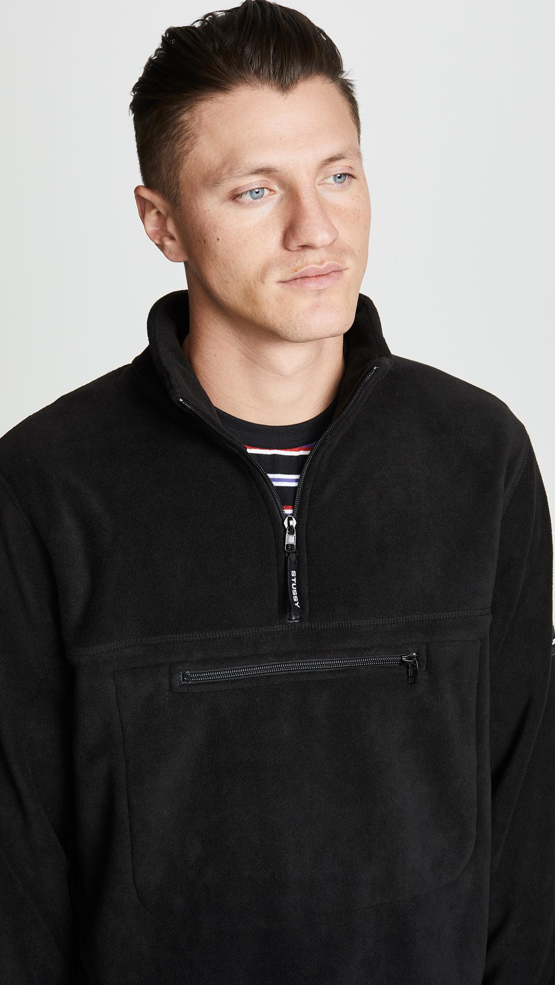Download Stussy Polar Fleece Mock Neck Sweater in Black for Men - Lyst