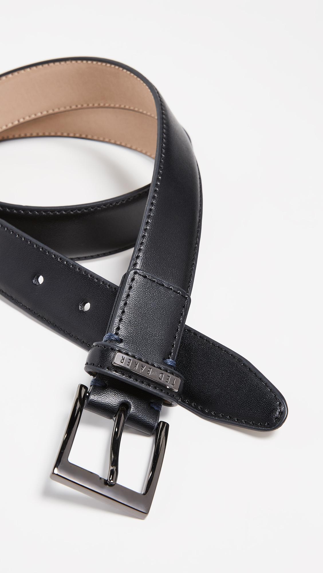 Ted Baker Leather Keeper Plate Belt in Black for Men Lyst
