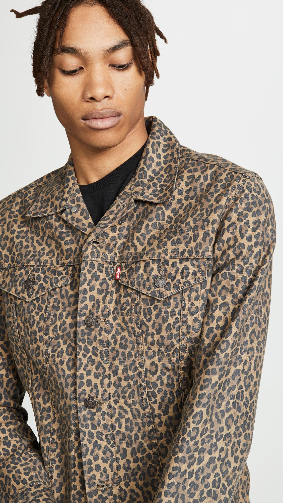 levi's leopard print denim jacket