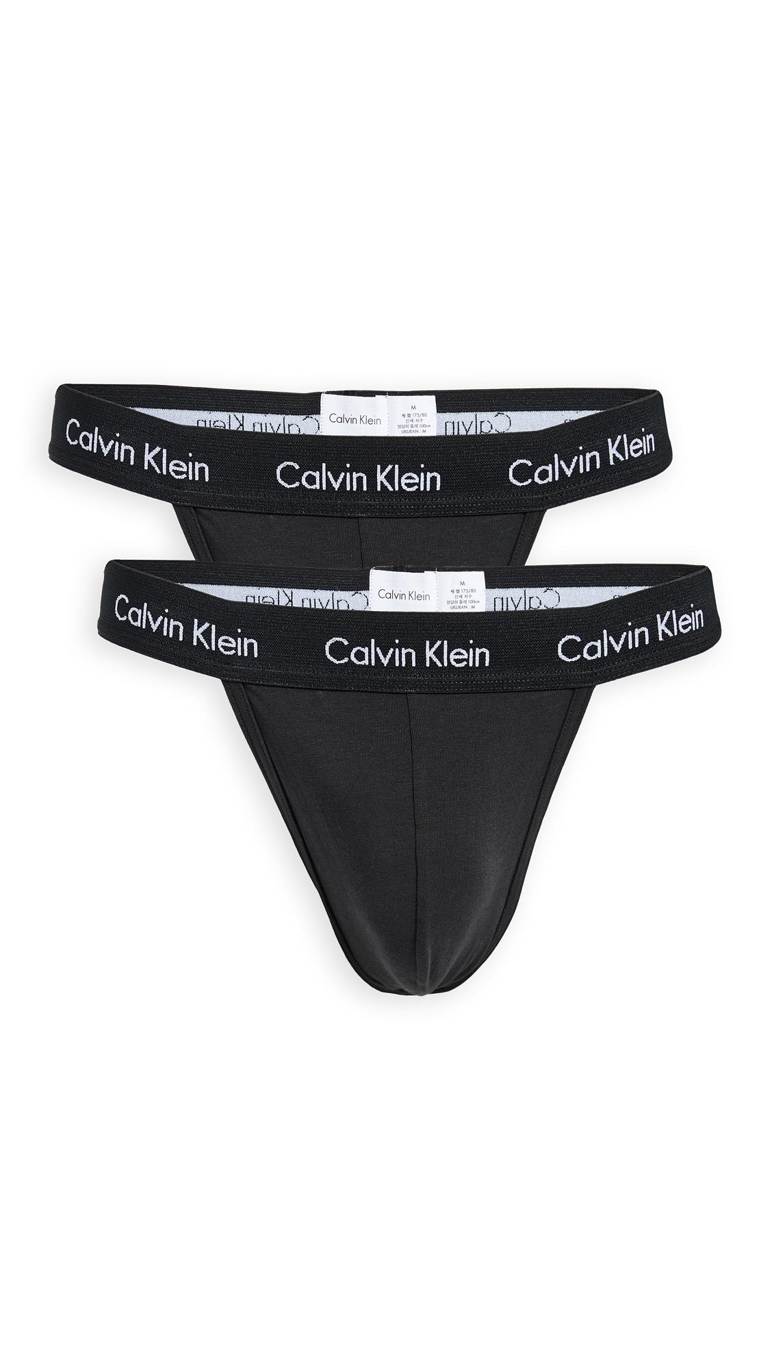 Calvin Klein Underwear Cotton Stretch 2 Pack Thongs in Black/Black (Black)  for Men - Lyst